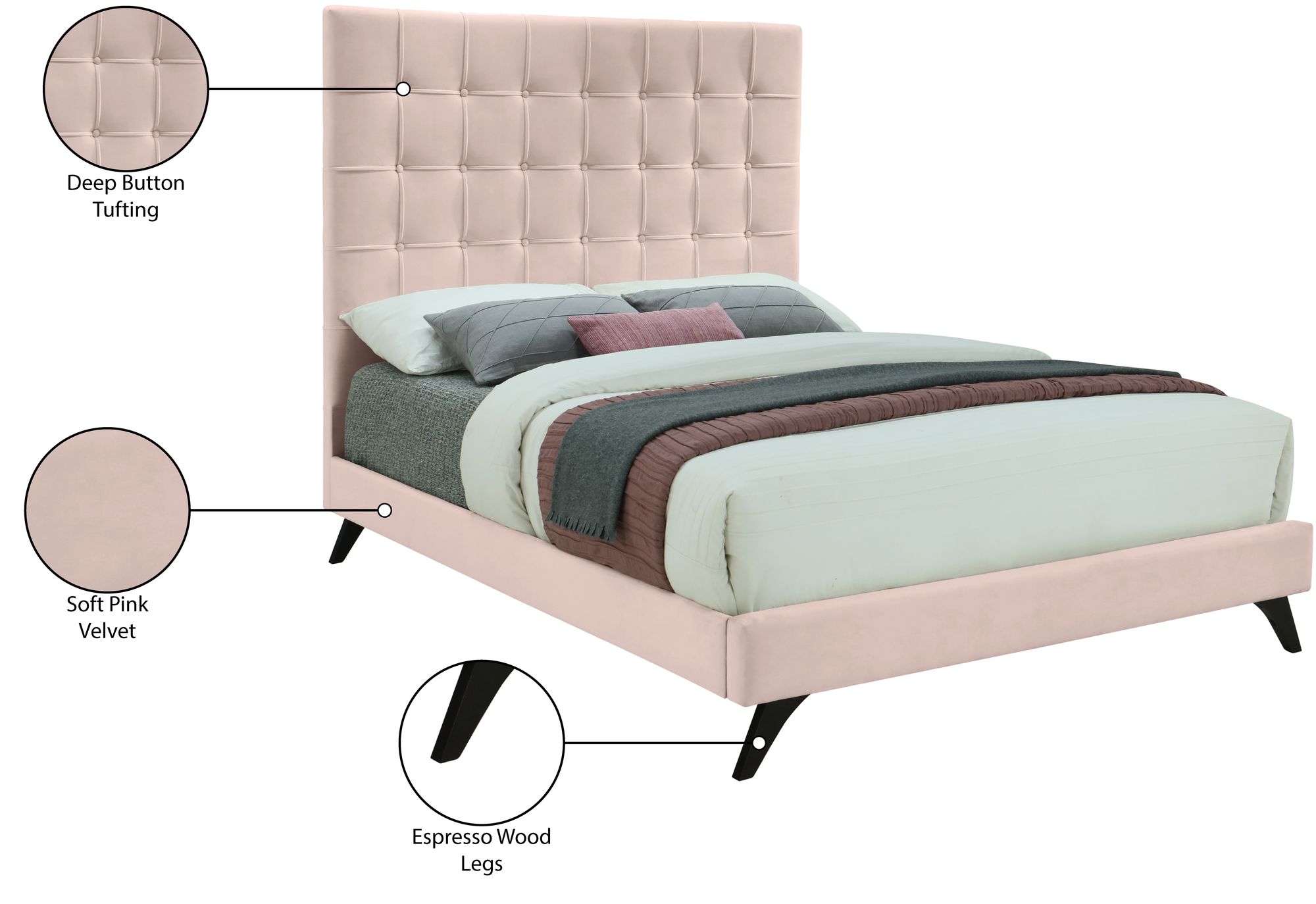 Elly Velvet Full Size Bed