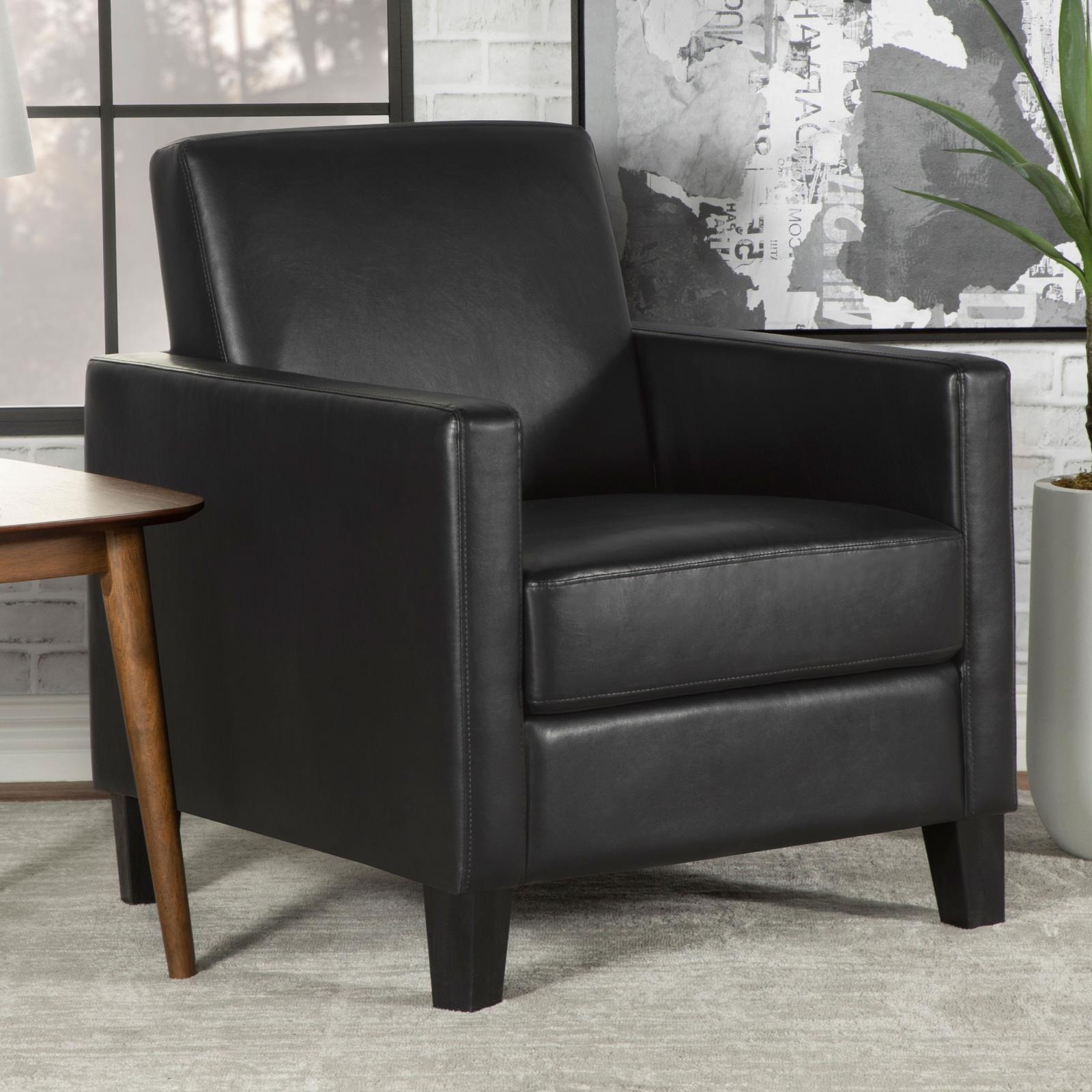 Julio Leatherette Accent Chair with Track Arms