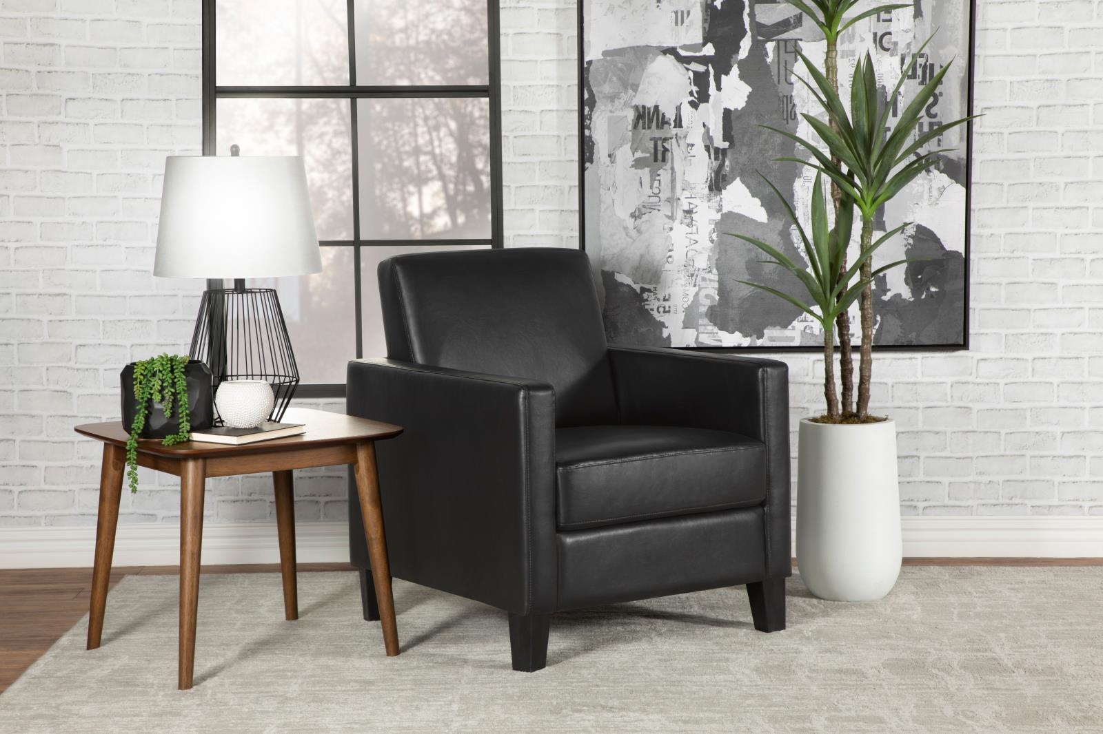 Julio Leatherette Accent Chair with Track Arms