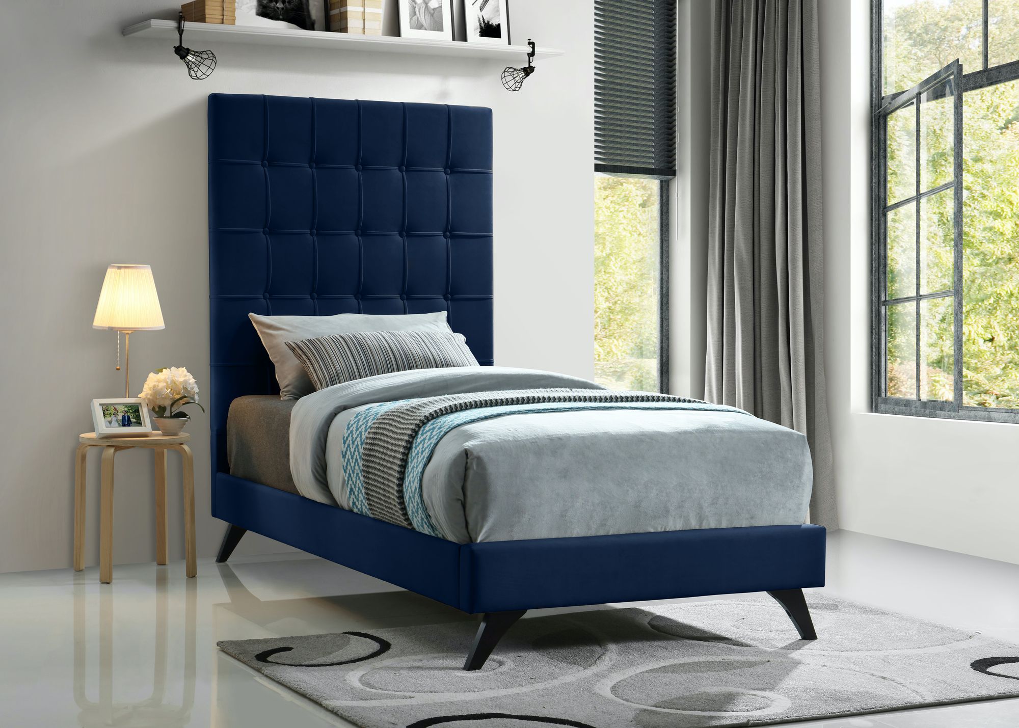 Elly Velvet Twin Size Bed