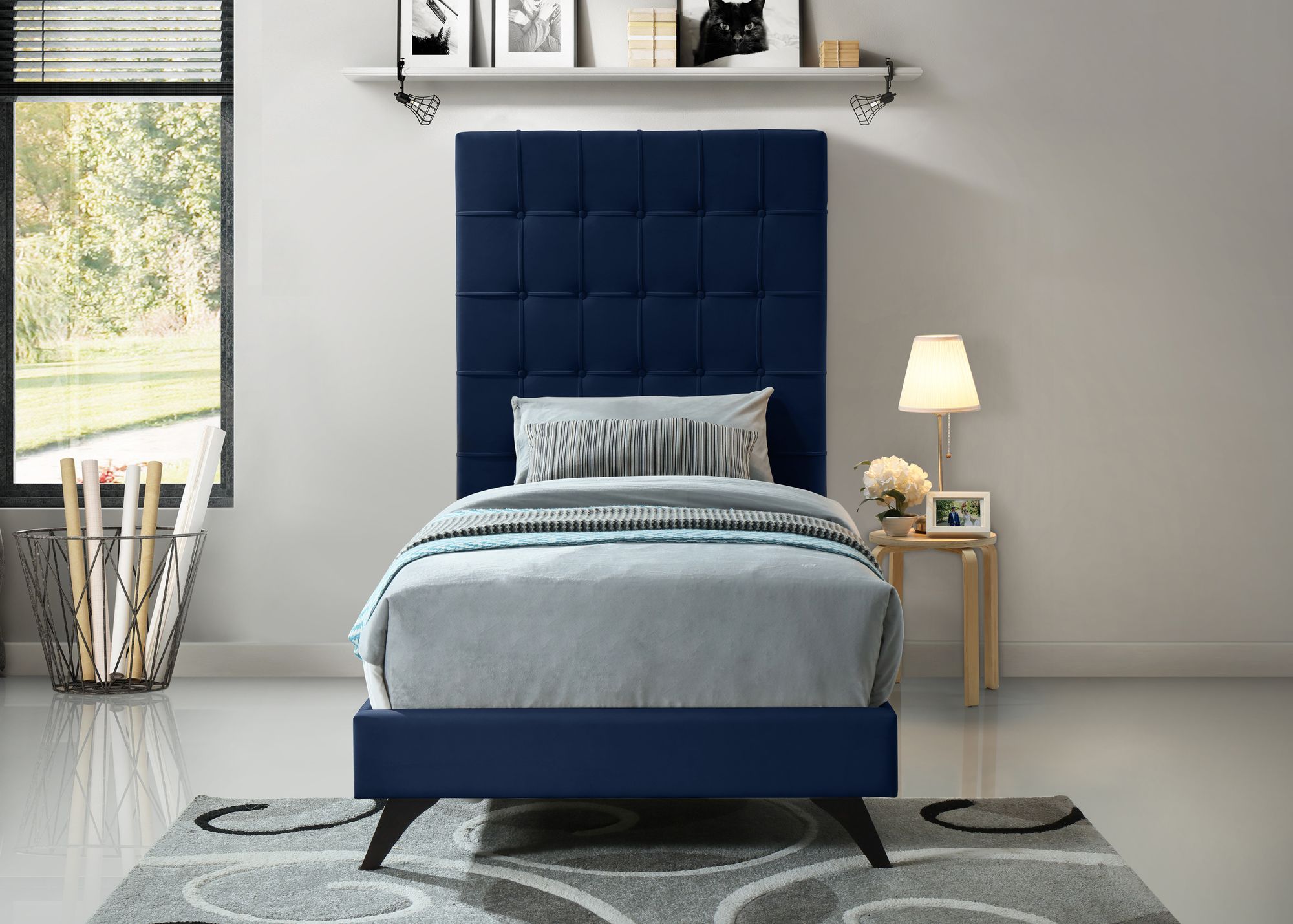 Elly Velvet Twin Size Bed