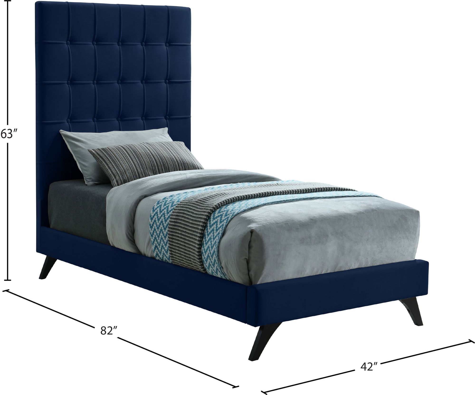 Elly Velvet Twin Size Bed