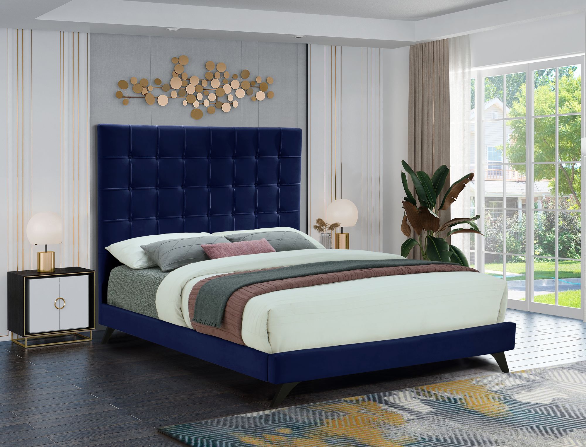 Elly Velvet Queen Size Bed