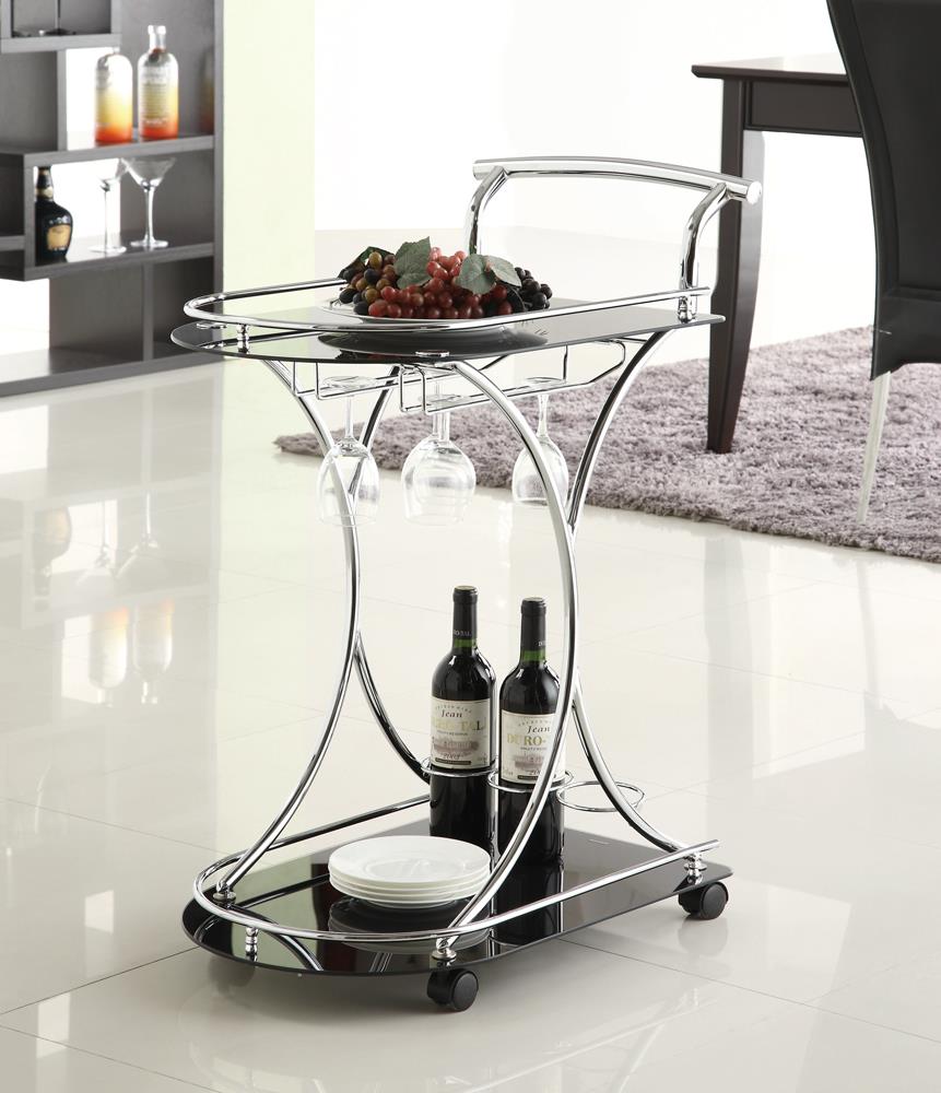 Elfman 2-shelve Glass/Metal Serving Cart