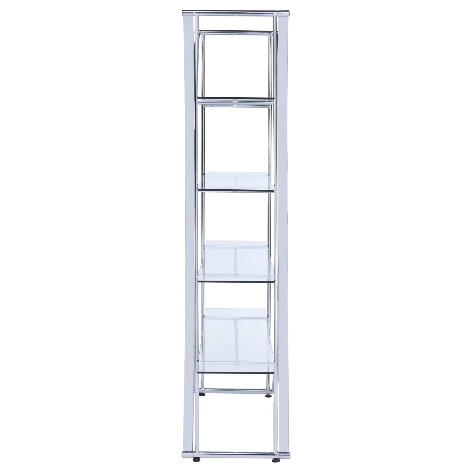 Larson 4-Tier Clear Glass Shelves Bookcase with Chromed Base