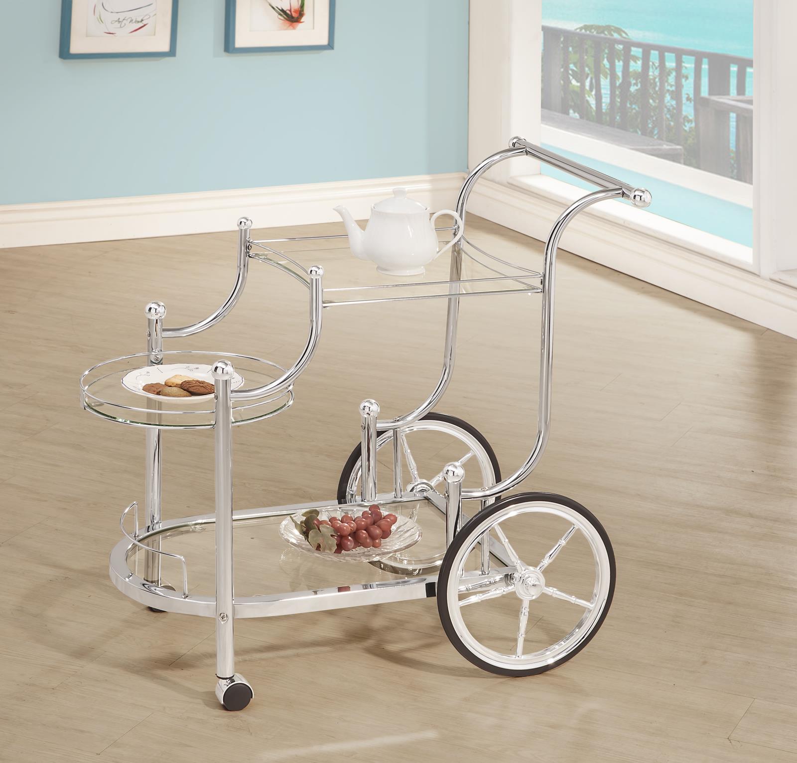 Sarandon 3-Tier Clear Glass Top Serving Cart