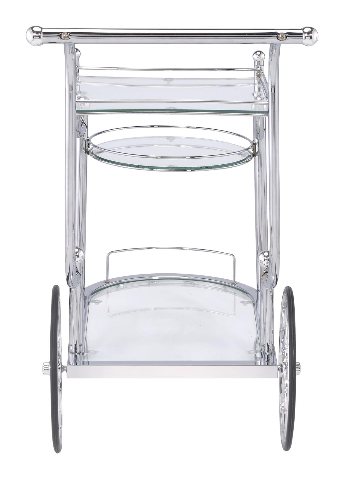 Sarandon 3-Tier Clear Glass Top Serving Cart