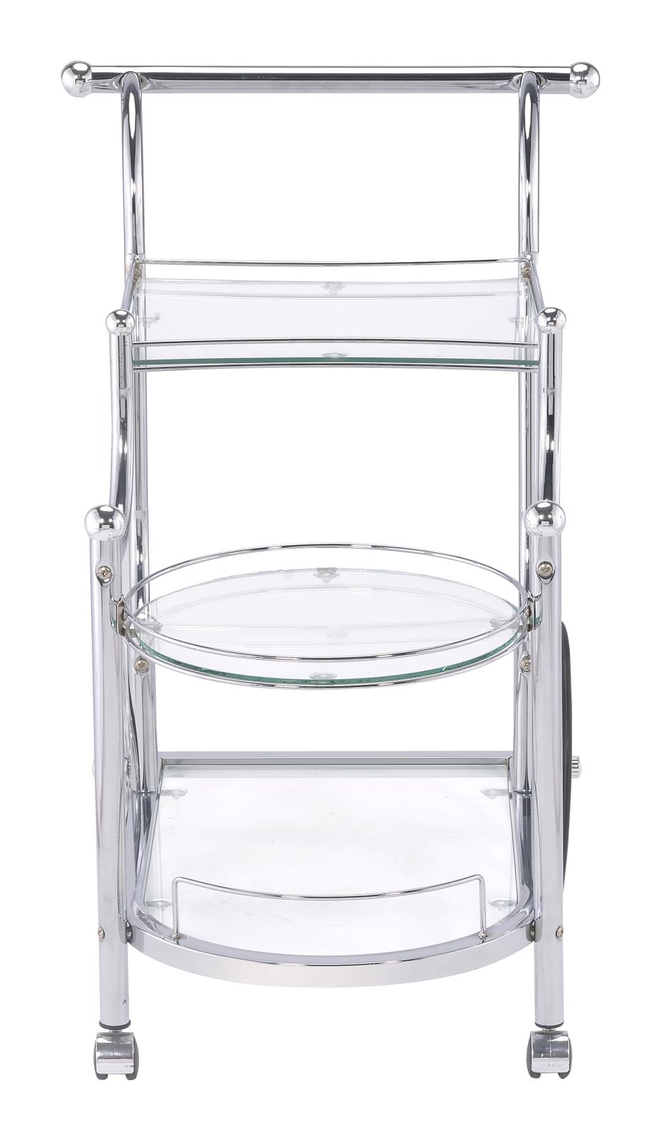 Sarandon 3-Tier Clear Glass Top Serving Cart