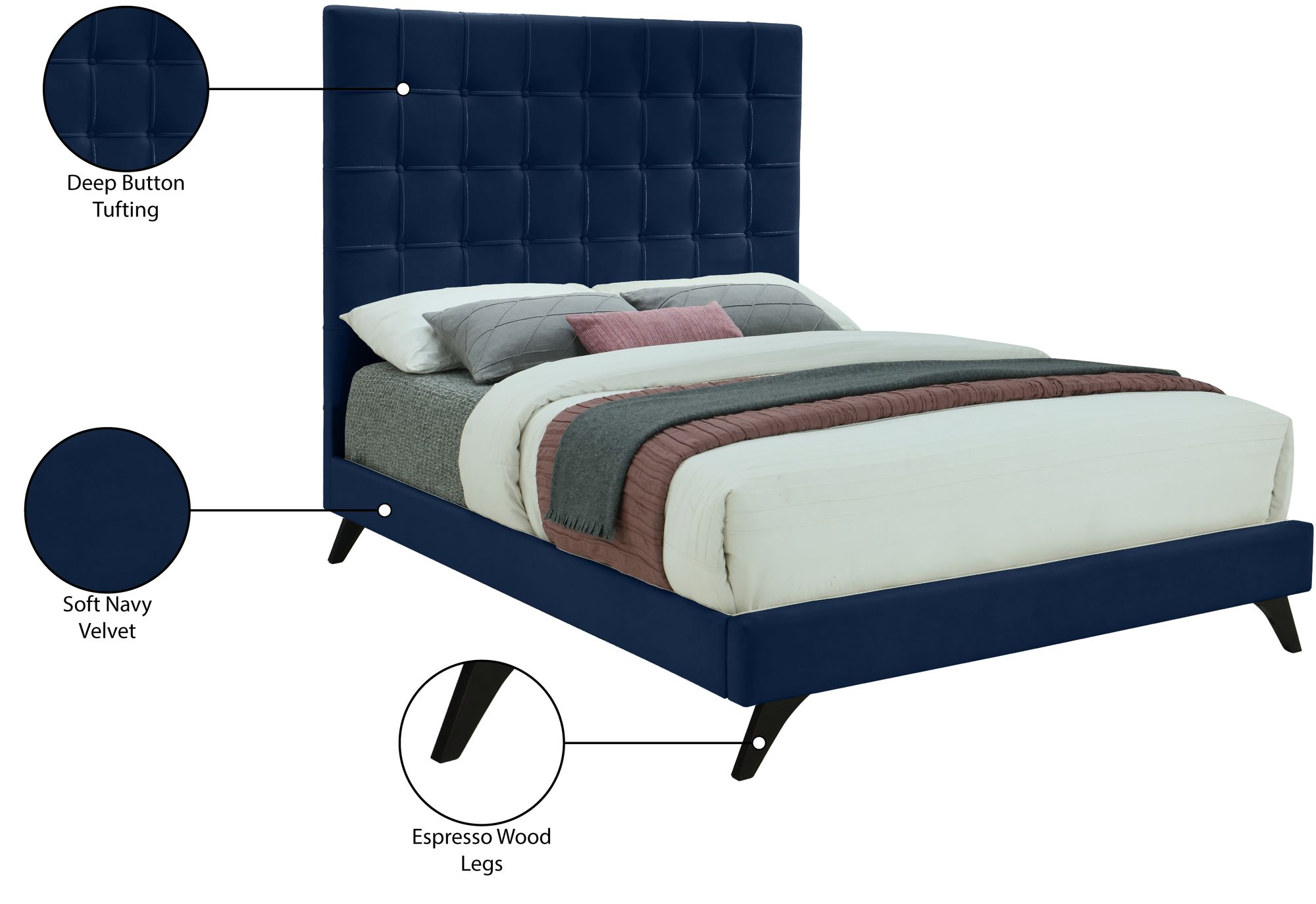 Elly Velvet King Size Bed