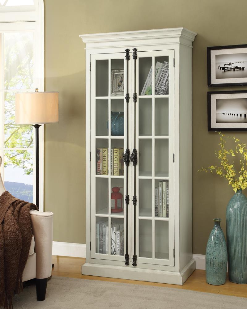 Toni 2-door Wood Veneer/Glass Tall Cabinet
