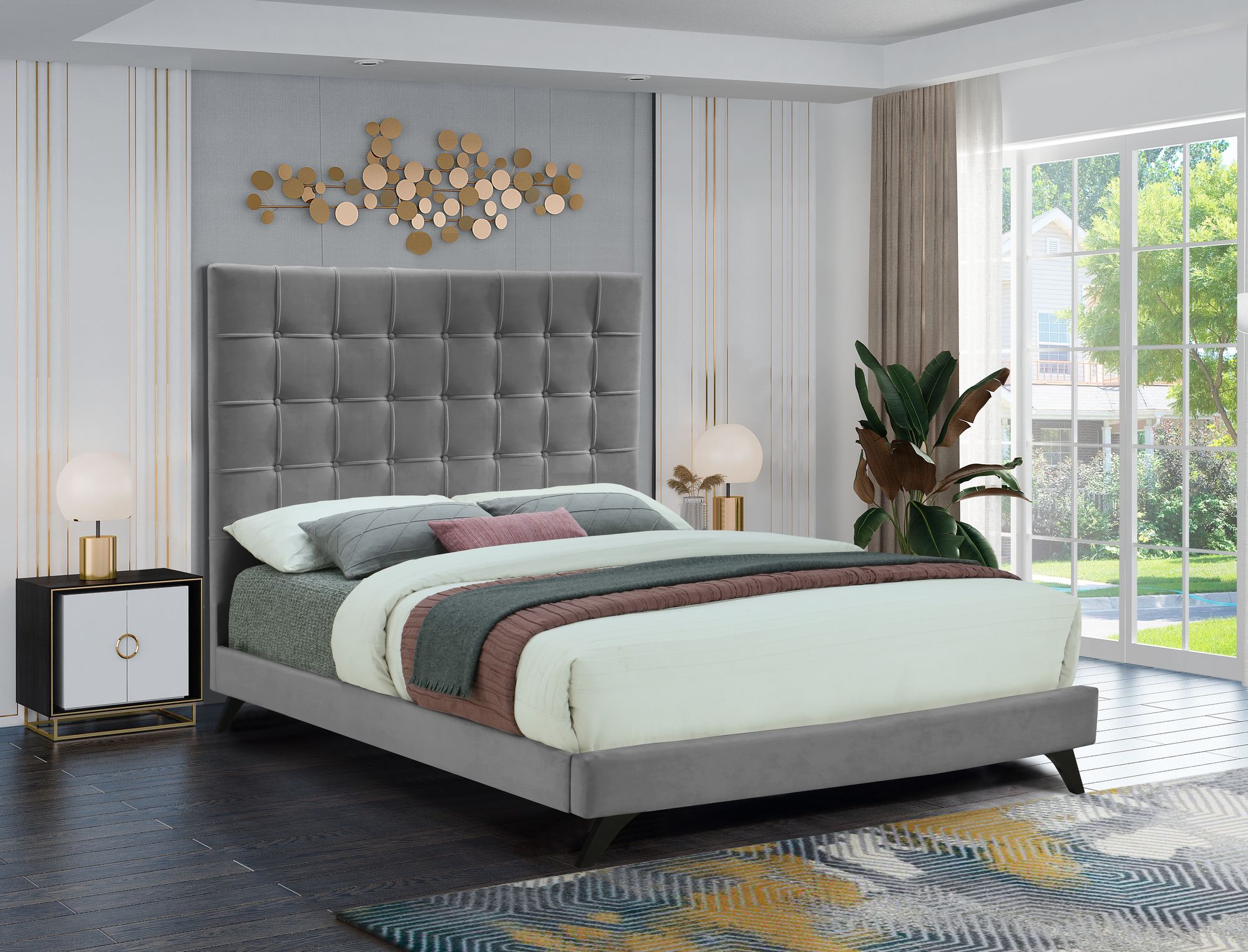 Elly Velvet Queen Size Bed