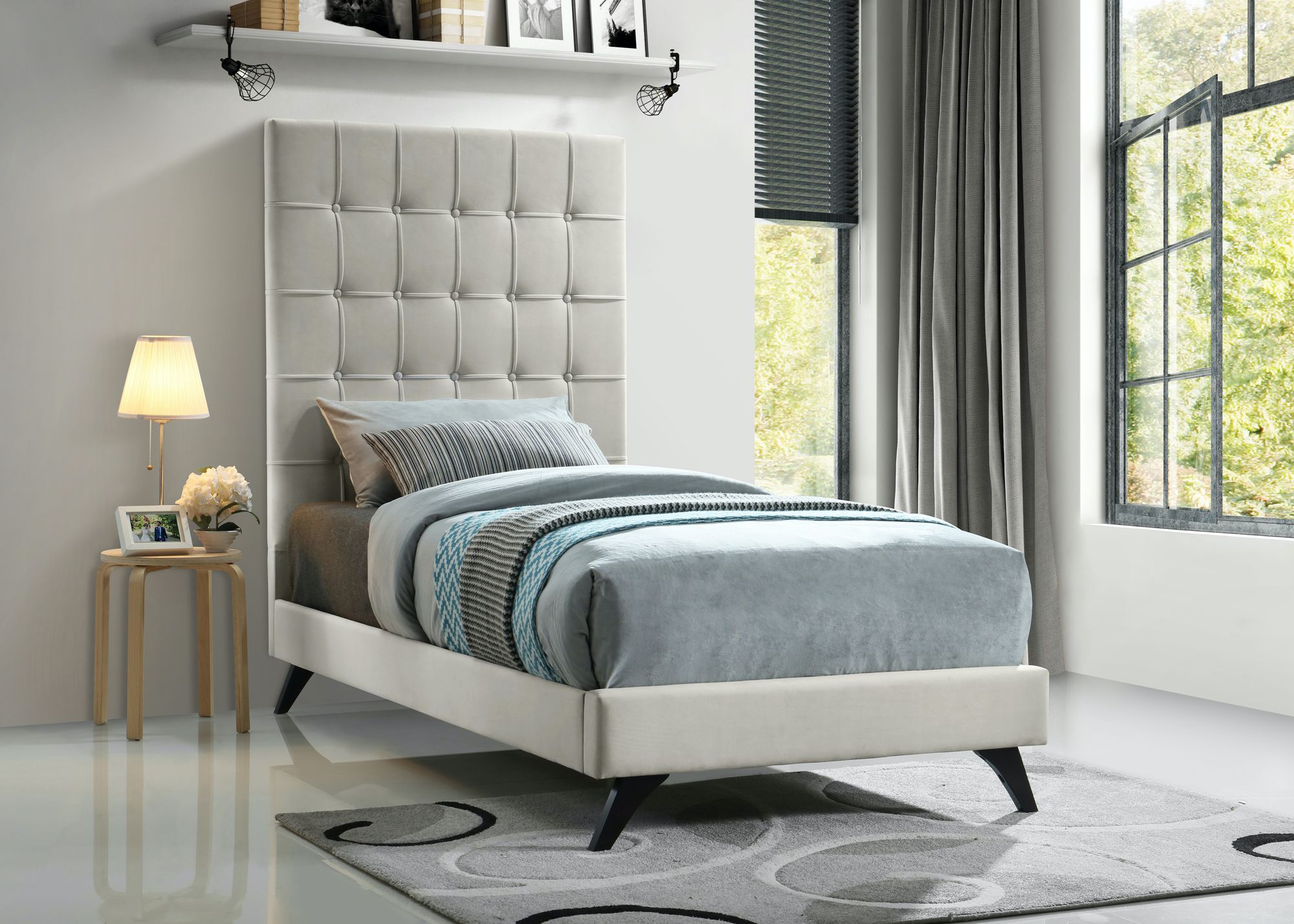 Elly Velvet Twin Size Bed
