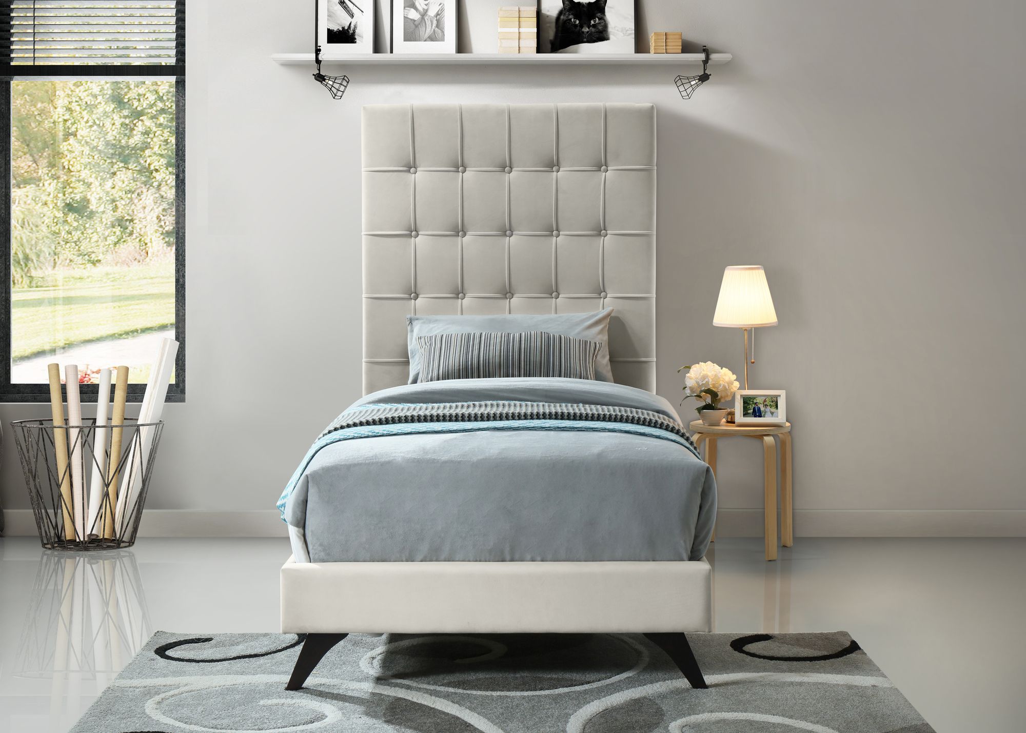 Elly Velvet Twin Size Bed