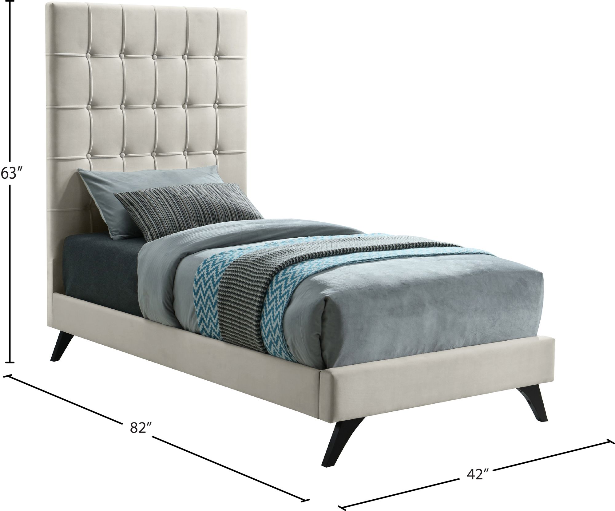Elly Velvet Twin Size Bed