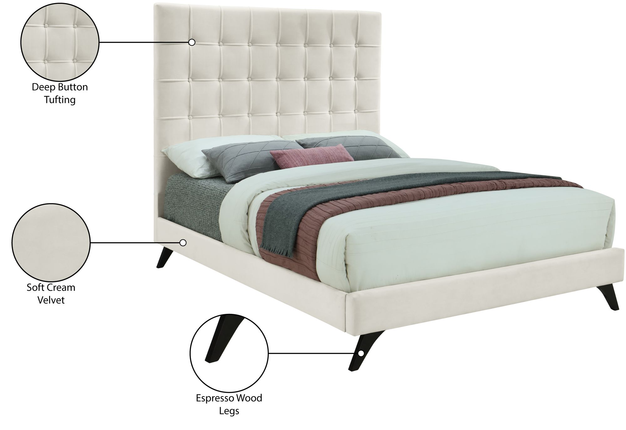 Elly Velvet Full Size Bed