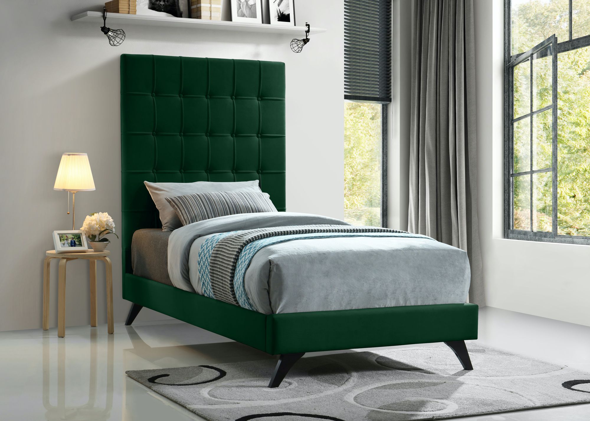 Elly Velvet Twin Size Bed