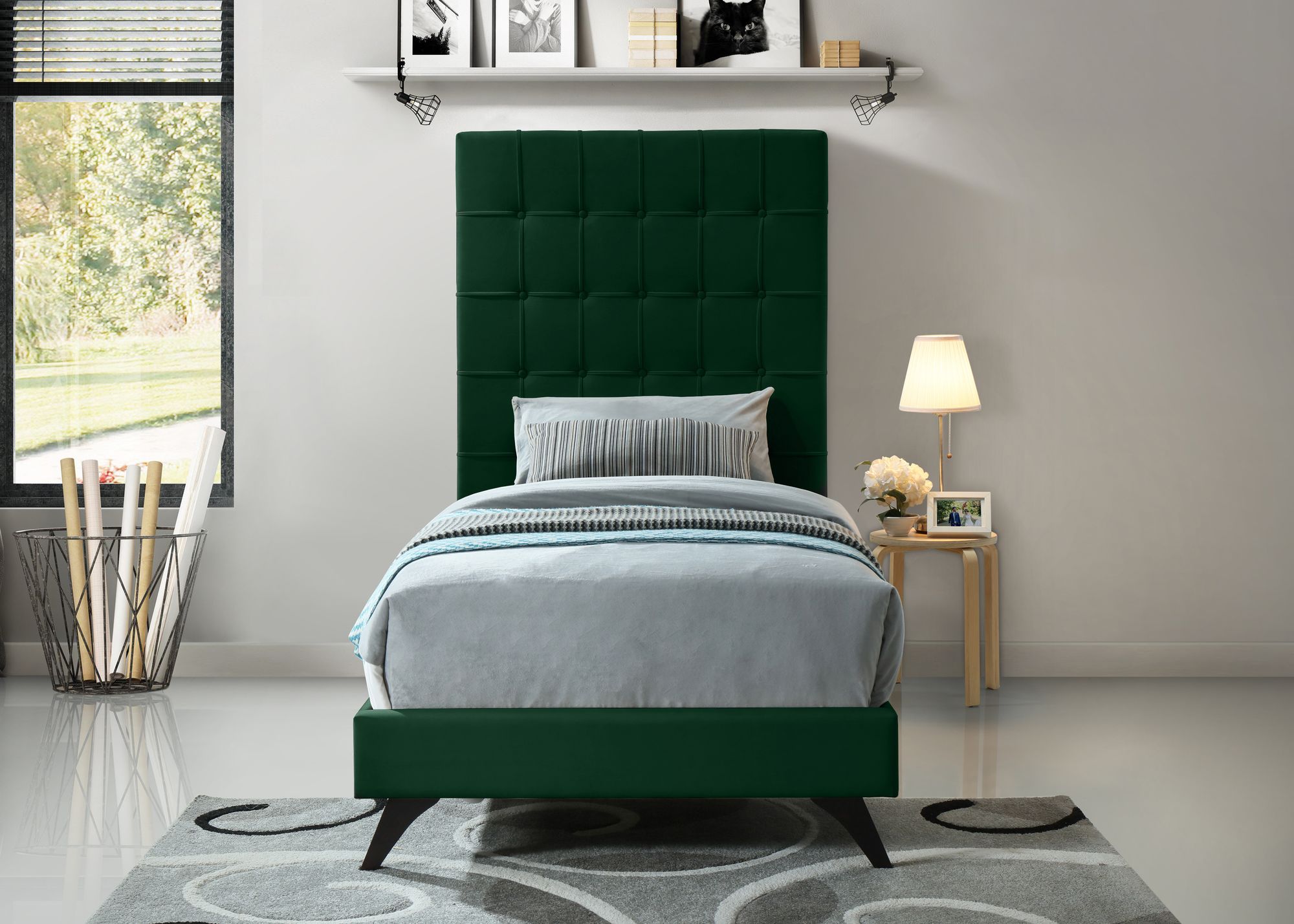 Elly Velvet Twin Size Bed