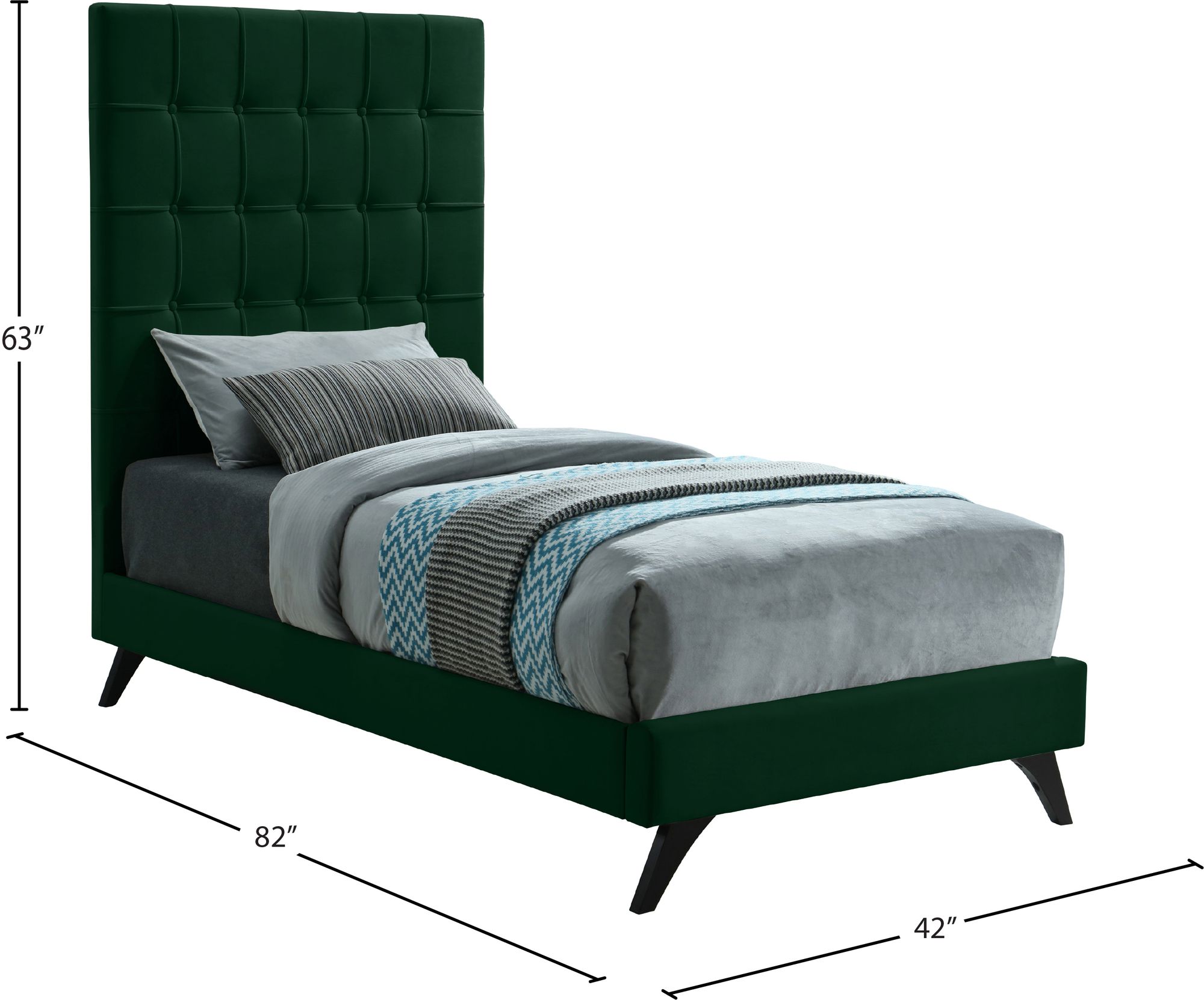 Elly Velvet Twin Size Bed