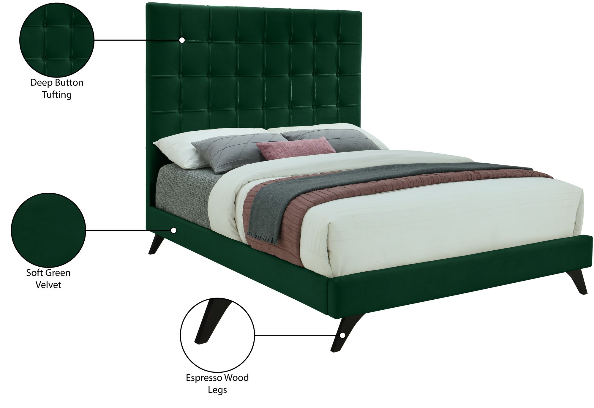 Elly Velvet Full Size Bed