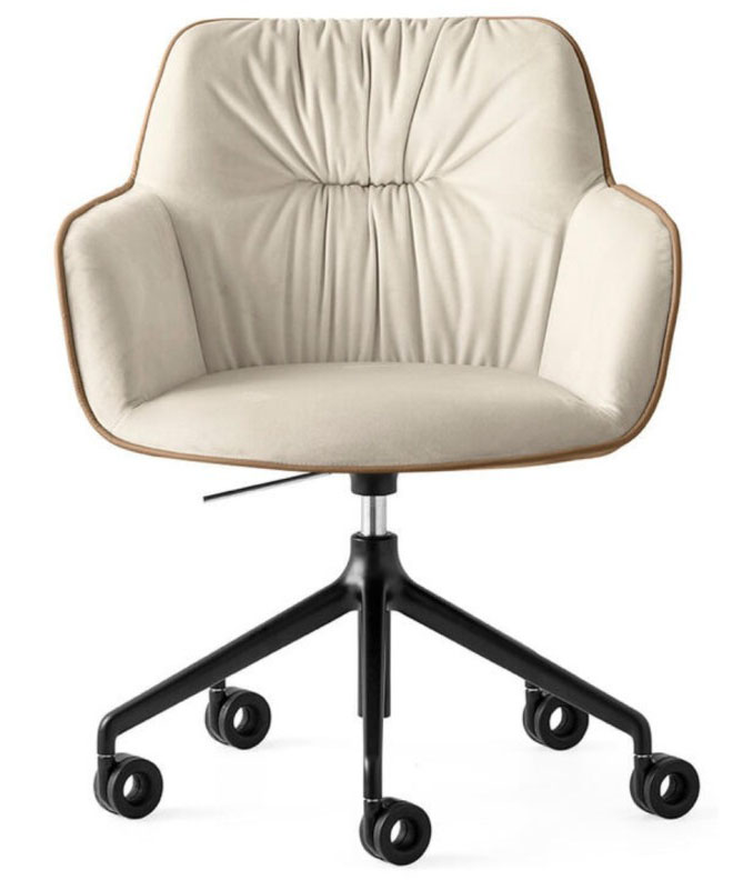 Cocoon Fabric/Metal Customizable Swivel Armchair w/Casters & Adjustable Height