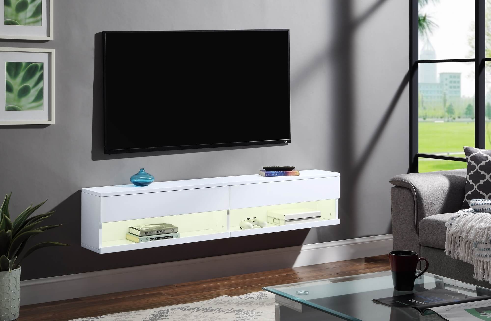 Ximena Wood TV Stand w/ LED Light