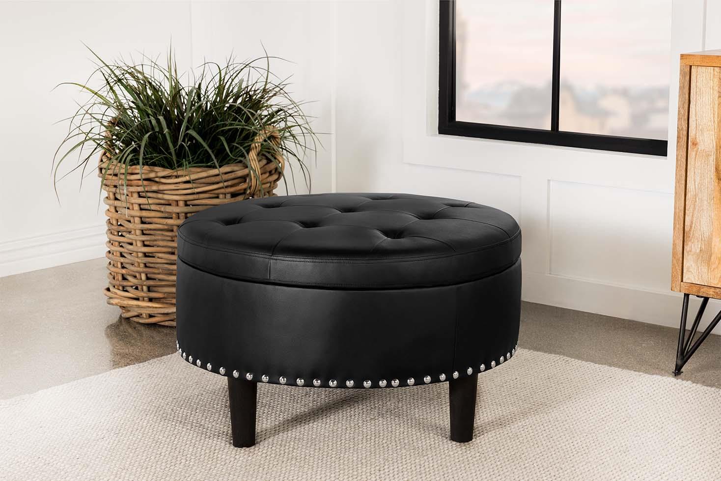 Jace Leatherette Tufted Storage Ottoman