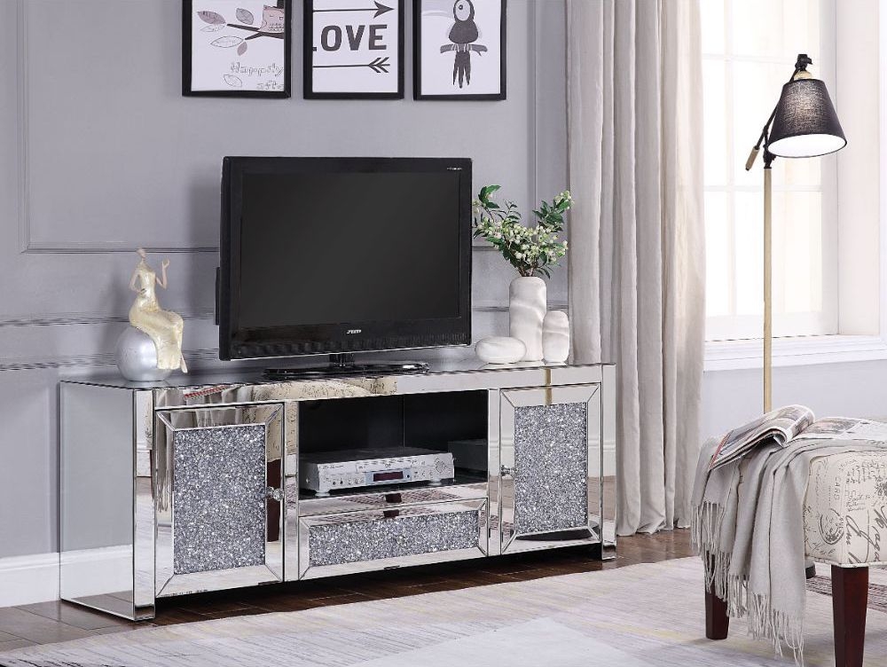 Noralie 91450 Mirror/Faux Diamonds TV Stand