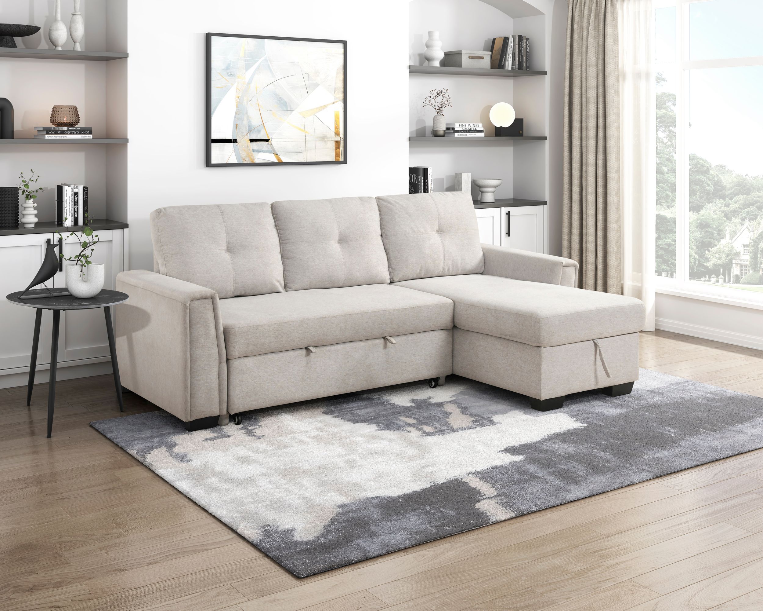 Convene Polyester 2‑Piece Sectional with Reversible Chaise and Pull‑out Bed