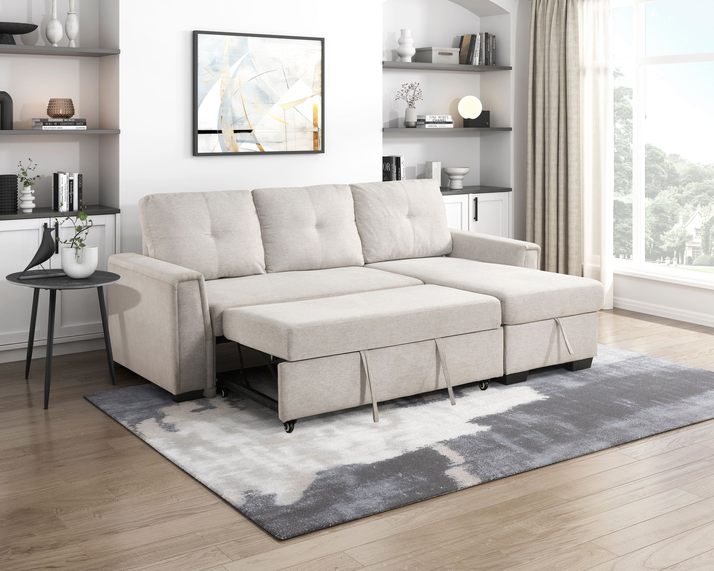 Convene Polyester 2‑Piece Sectional with Reversible Chaise and Pull‑out Bed