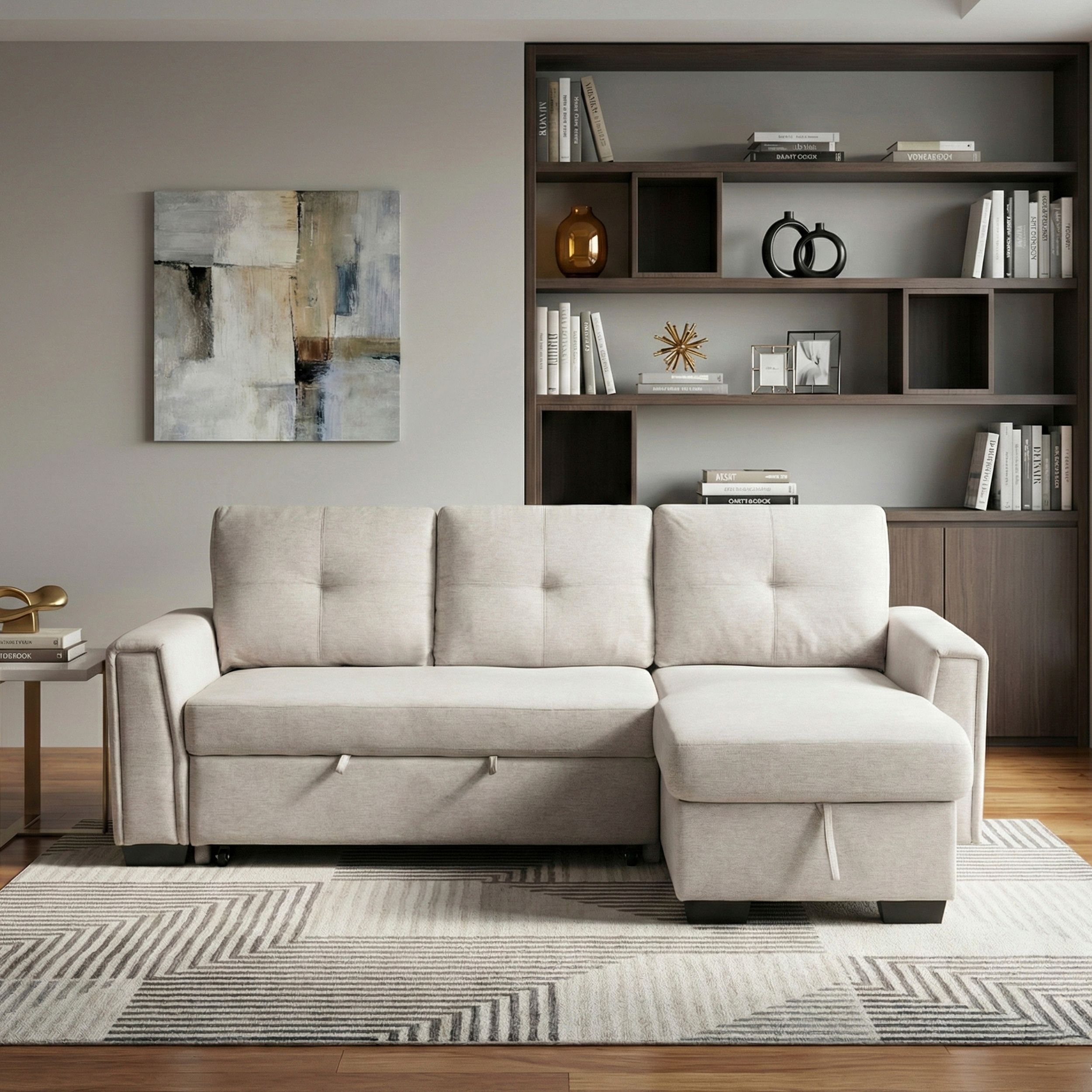 Convene Polyester 2‑Piece Sectional with Reversible Chaise and Pull‑out Bed