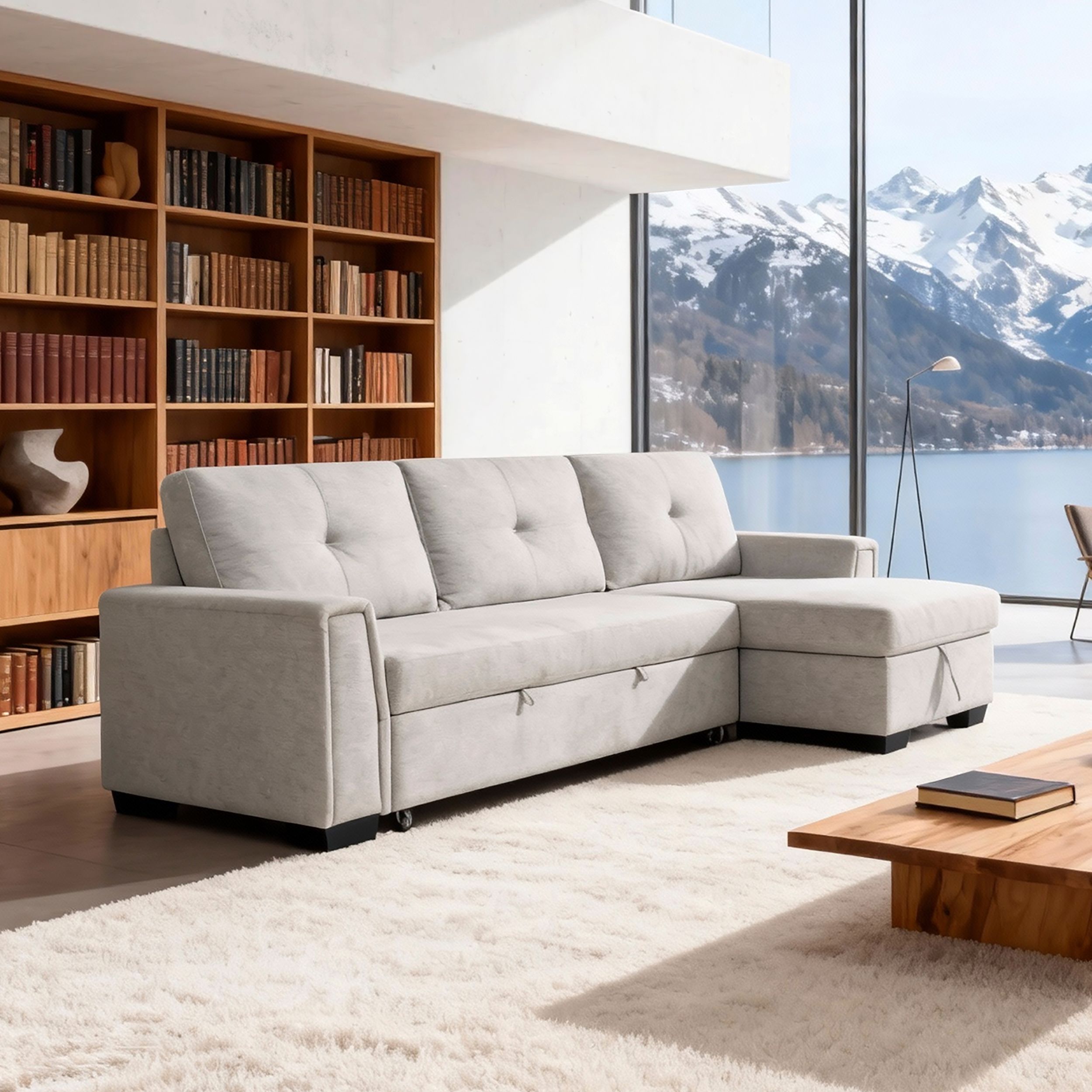 Convene Polyester 2‑Piece Sectional with Reversible Chaise and Pull‑out Bed