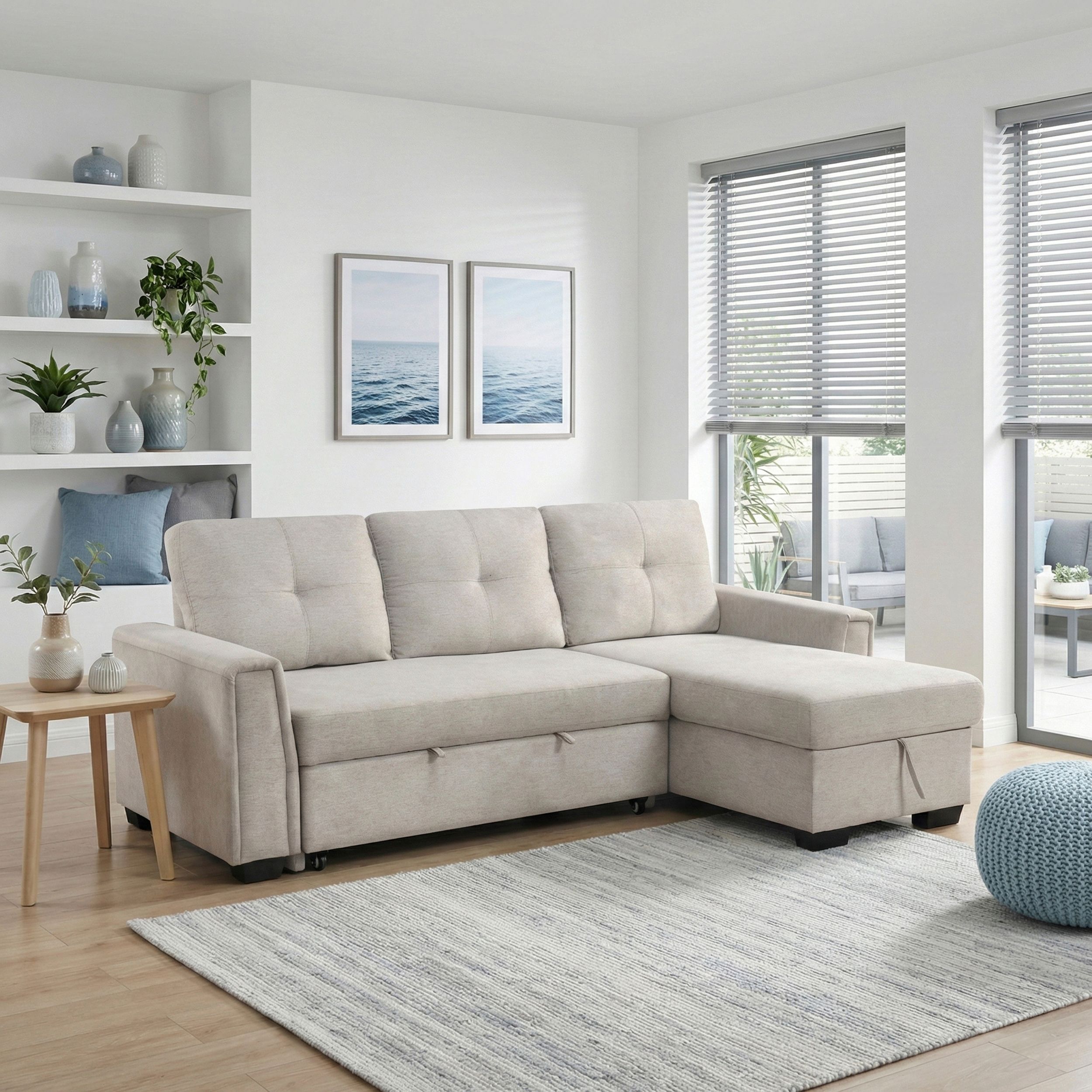 Convene Polyester 2‑Piece Sectional with Reversible Chaise and Pull‑out Bed