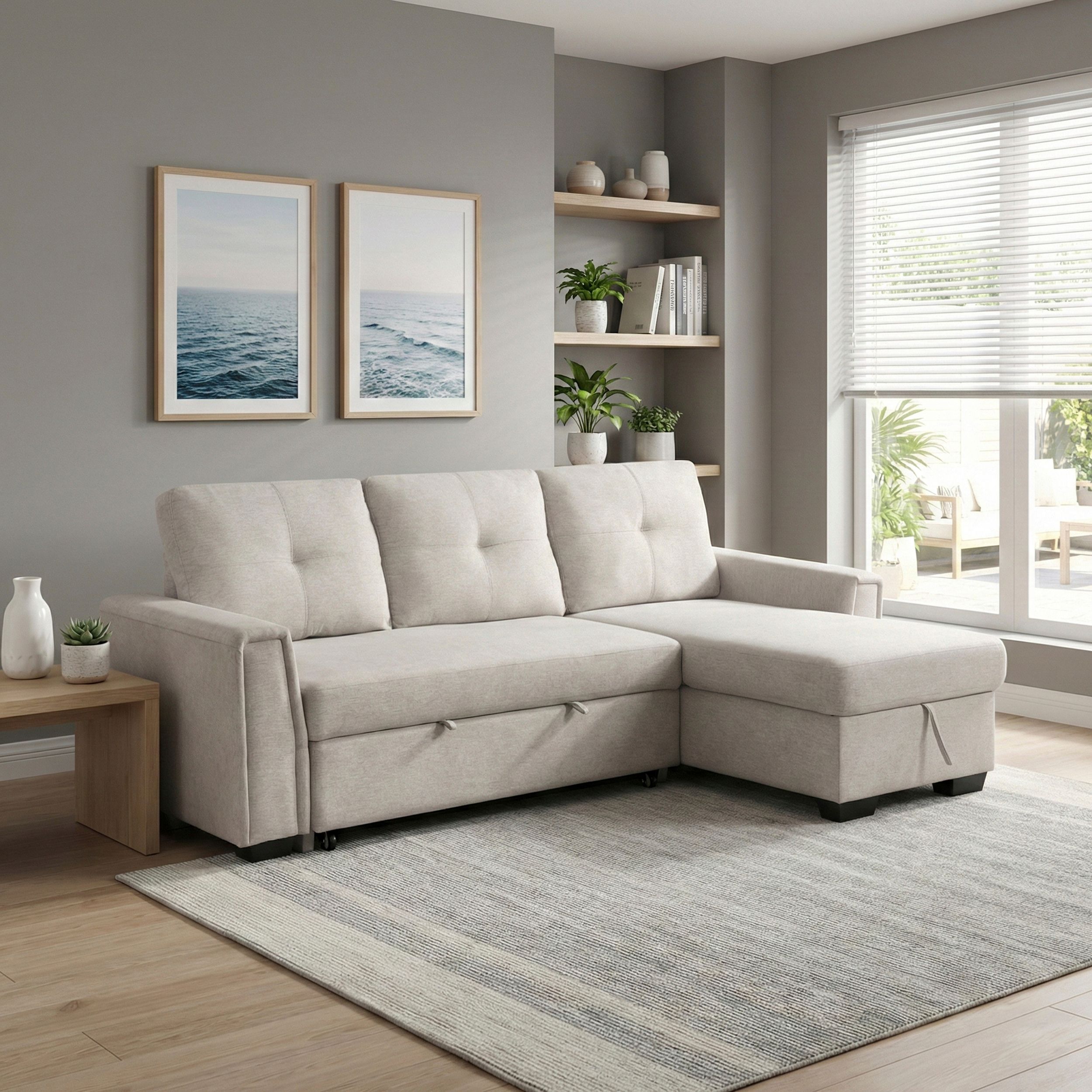 Convene Polyester 2‑Piece Sectional with Reversible Chaise and Pull‑out Bed