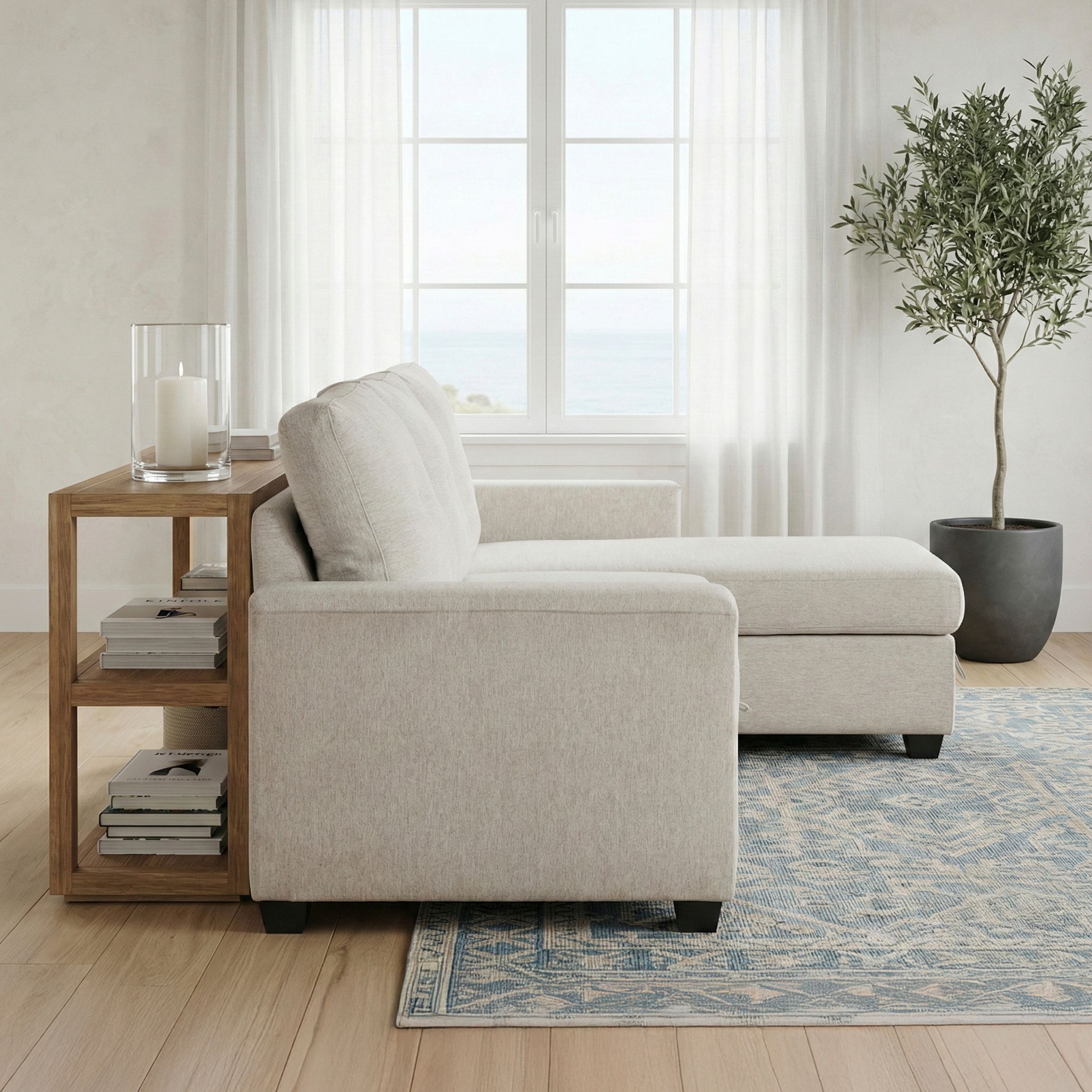 Convene Polyester 2‑Piece Sectional with Reversible Chaise and Pull‑out Bed