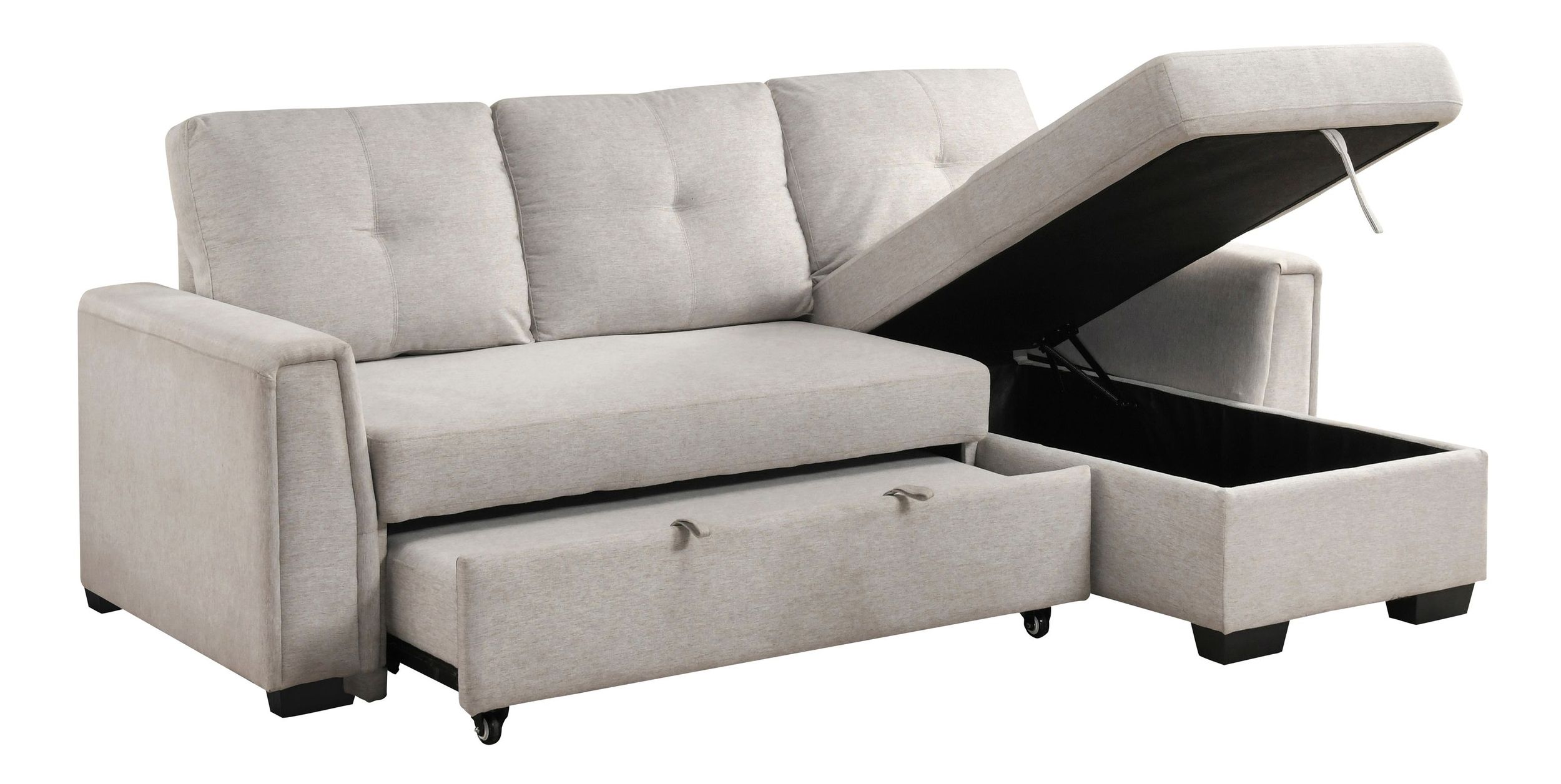 Convene Polyester 2‑Piece Sectional with Reversible Chaise and Pull‑out Bed