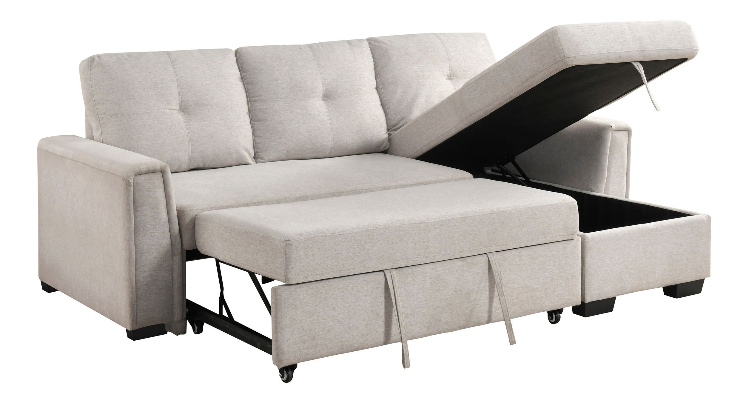 Convene Polyester 2‑Piece Sectional with Reversible Chaise and Pull‑out Bed