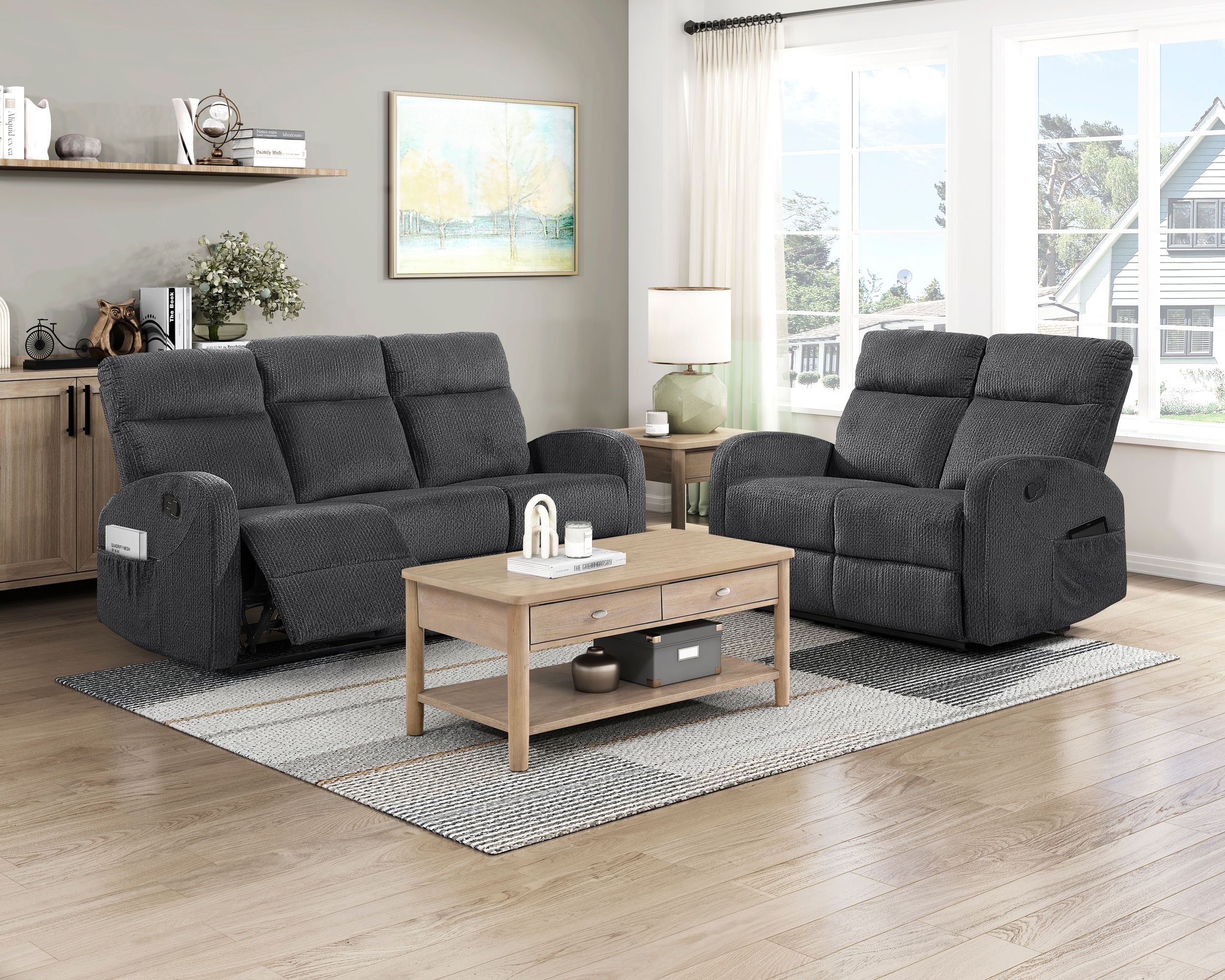 Allen Microfiber Double Reclining Loveseat