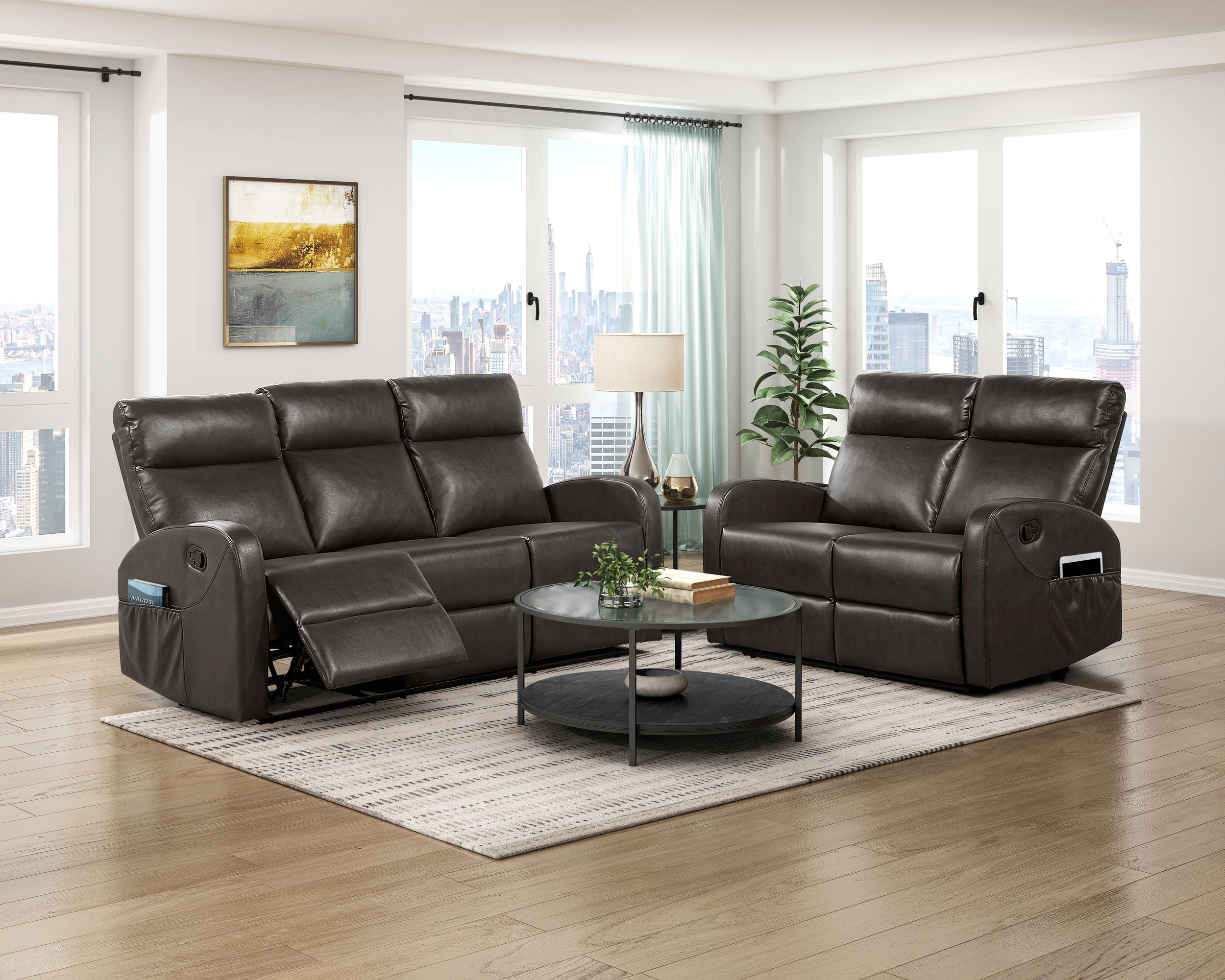 Allen Faux Leather Double Reclining Sofa