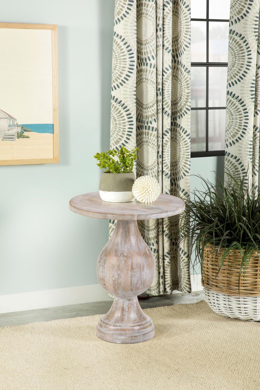 Dianella Wood Round Pedestal Accent Table