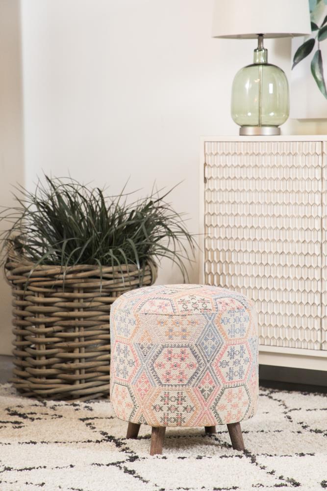 Naomi Fabric Round Accent Stool