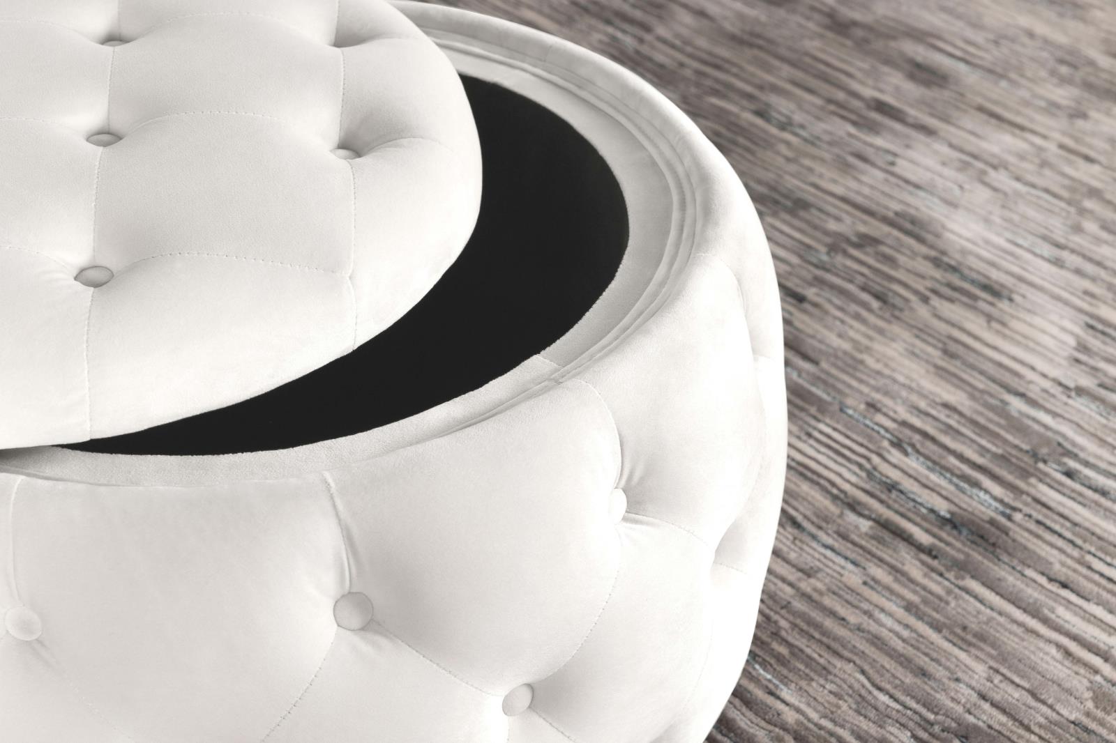 Angelina Tufted Velvet Storage Round Ottoman