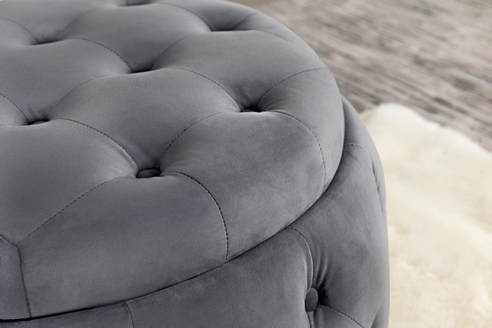 Angelina Tufted Velvet Storage Round Ottoman