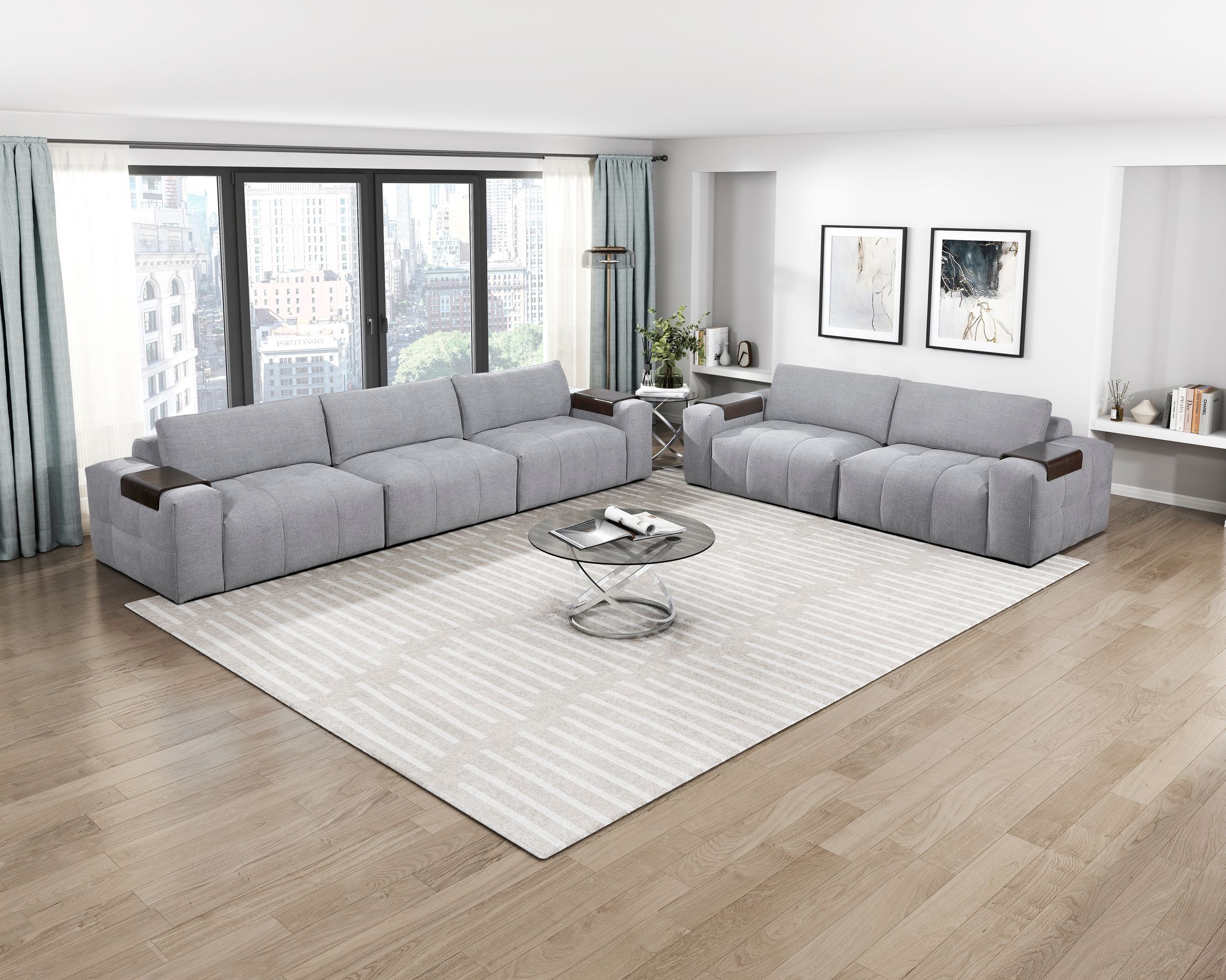 Tidal L-Shaped Polyester 5‑Piece Modular Sectional