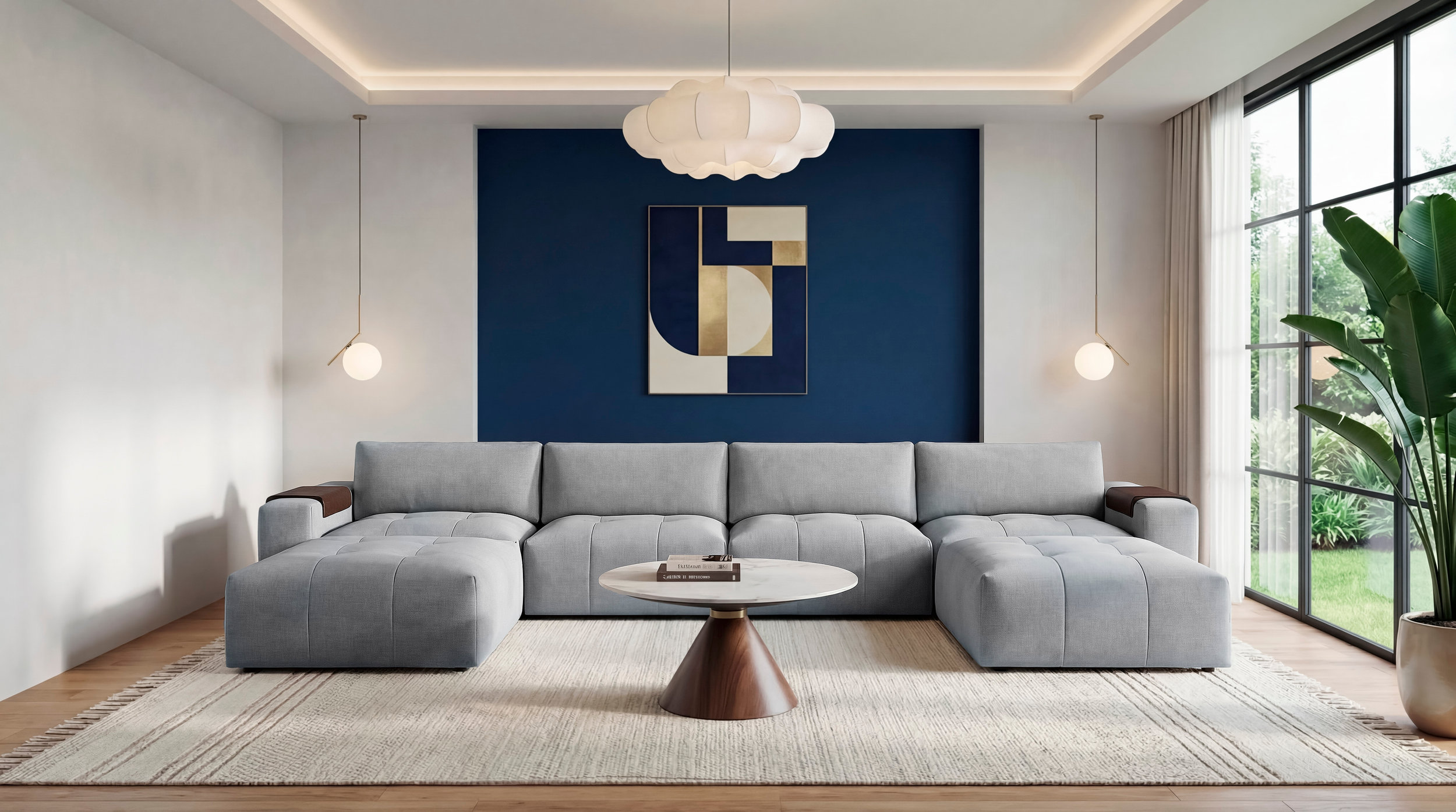 Tidal L-Shaped Polyester 5‑Piece Modular Sectional