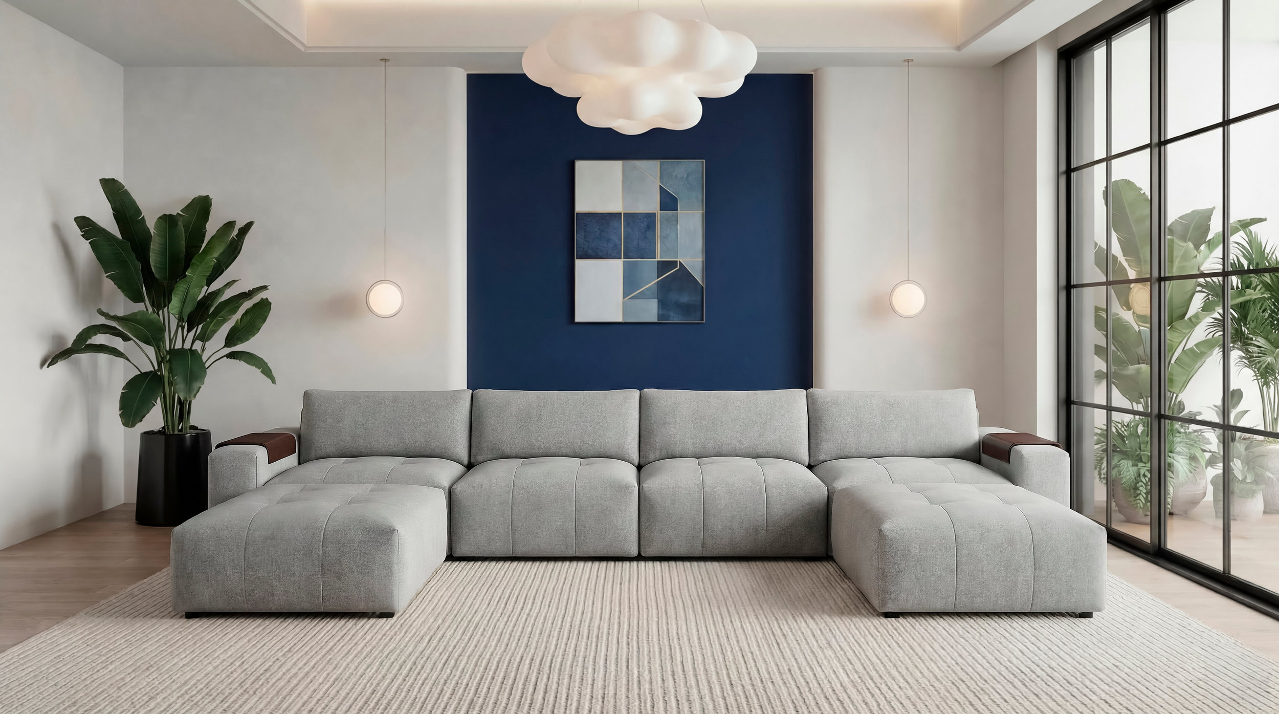 Tidal L-Shaped Polyester 5‑Piece Modular Sectional