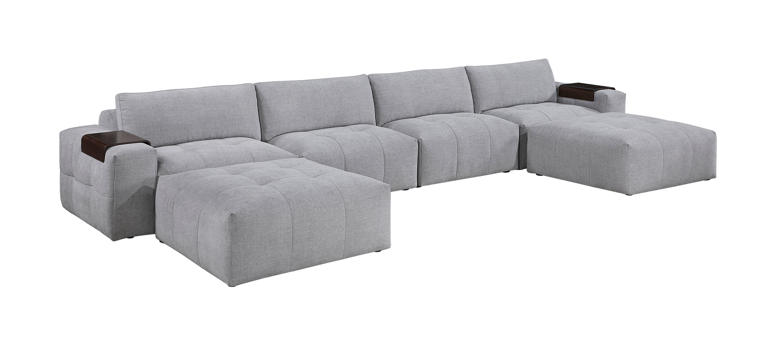 Tidal U-Shaped Polyester 6‑Piece Modular Sectional with Ottomans