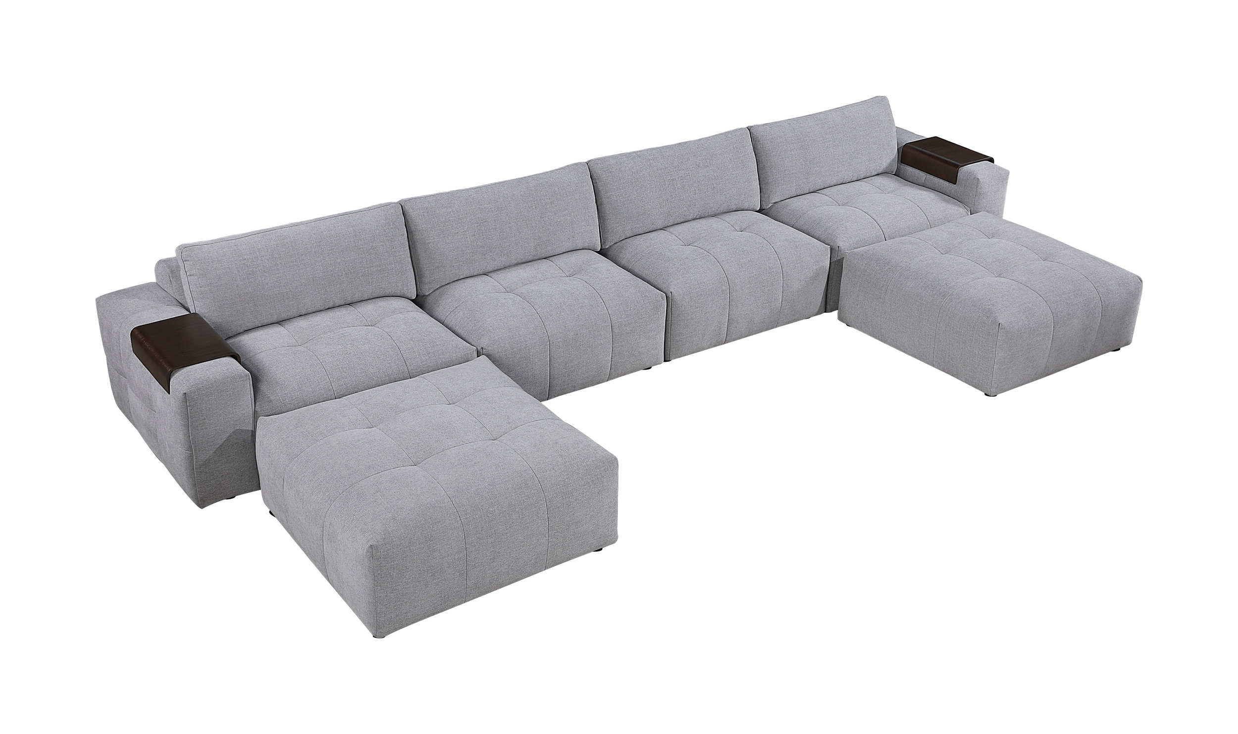 Tidal U-Shaped Polyester 6‑Piece Modular Sectional with Ottomans
