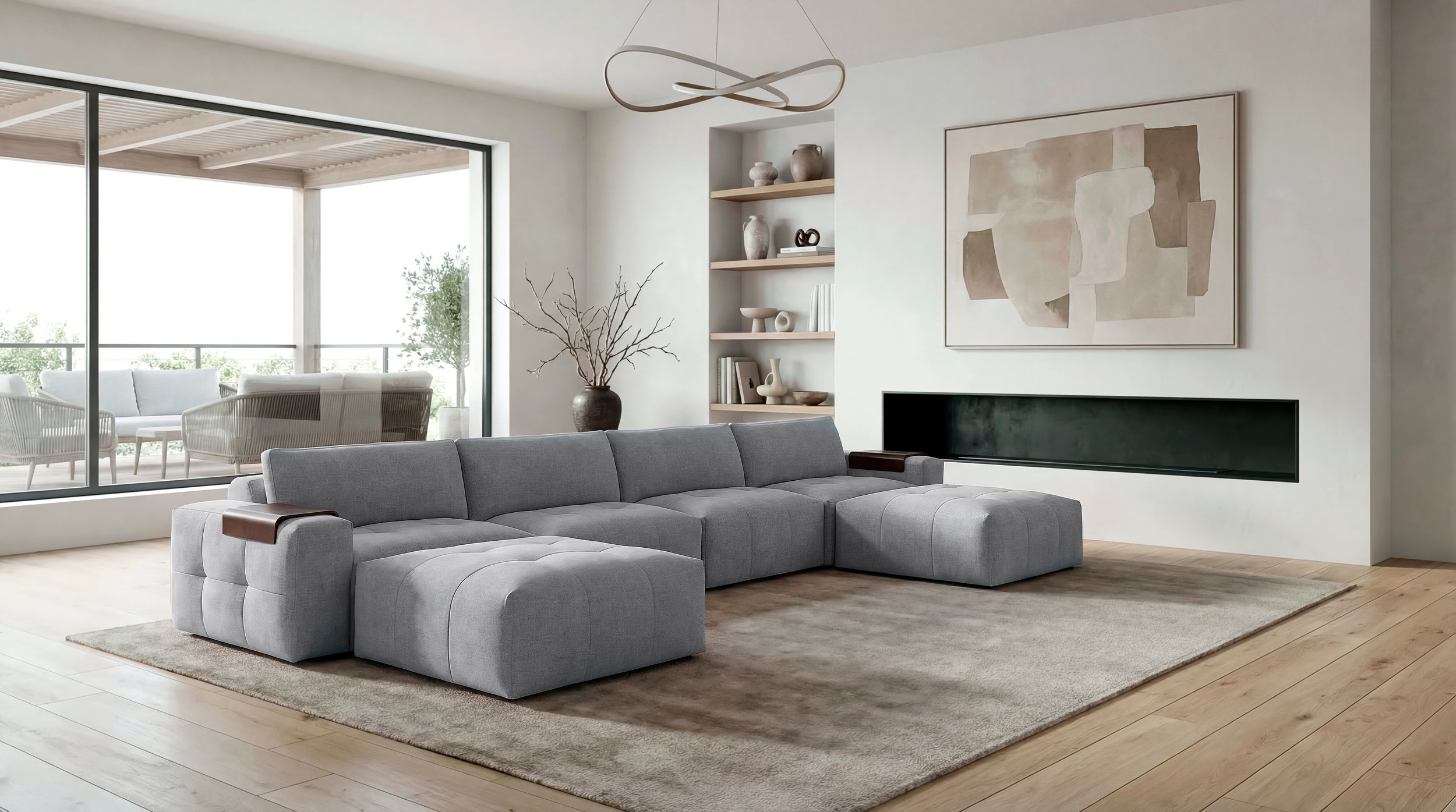 Tidal Polyester Modular Living Room Set