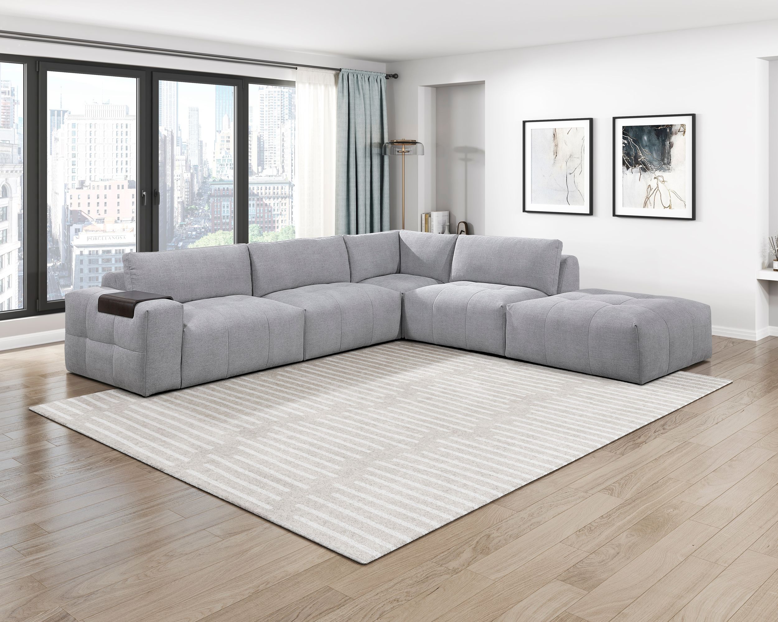 Tidal U-Shaped Polyester 6‑Piece Modular Sectional with Ottomans