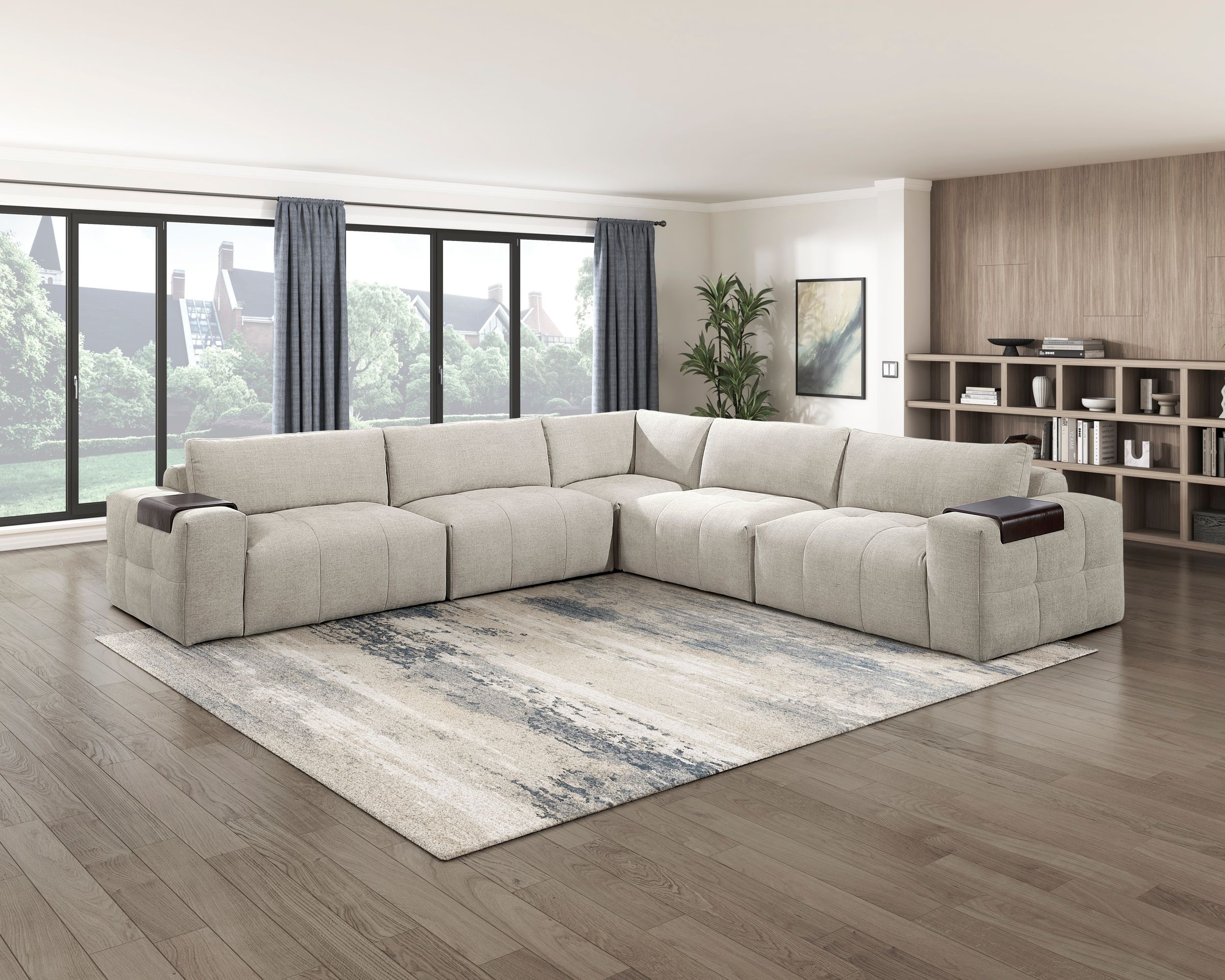Tidal U-Shaped Polyester 6‑Piece Modular Sectional with Ottomans